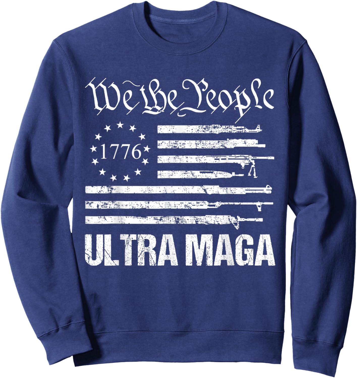 Ultra Maga Shirt Proud Ultra Maga American Flag Men Sweatshirt - Sweatshirt | Navy