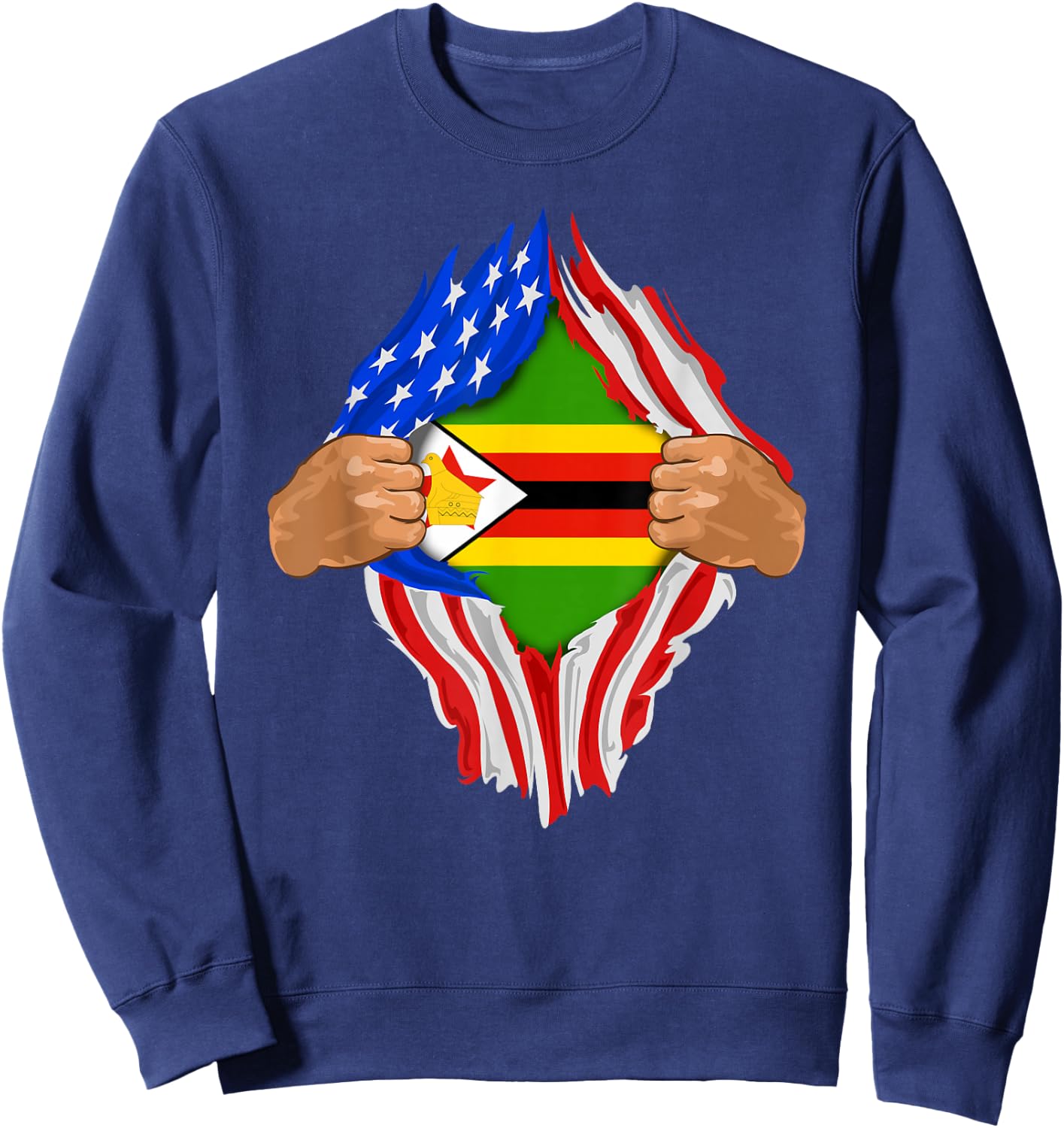 Zimbabwean Blood Inside Me | Zimbabwe Flag Gift Sweatshirt - Sweatshirt | Navy