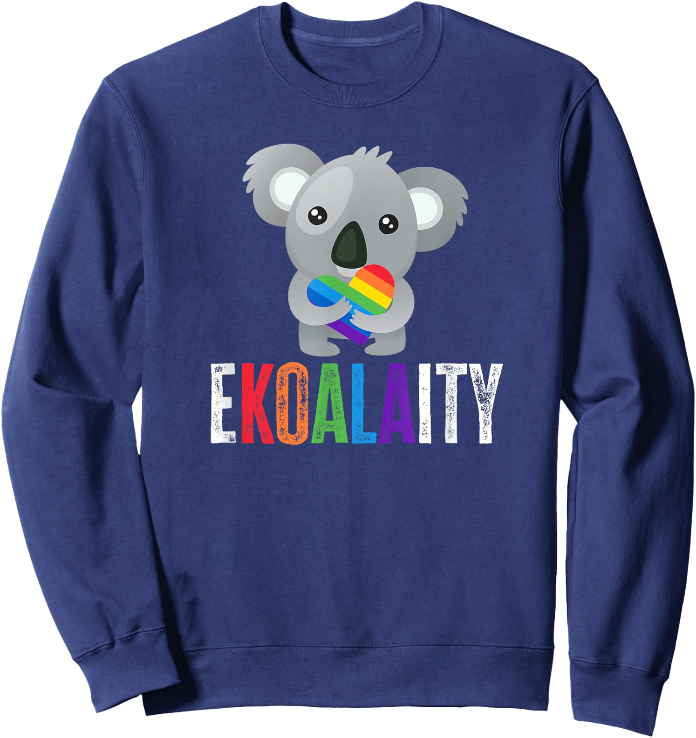 EKOALAITY Koala Rainbow Heart Pride Month Sweatshirt - Sweatshirt | Navy