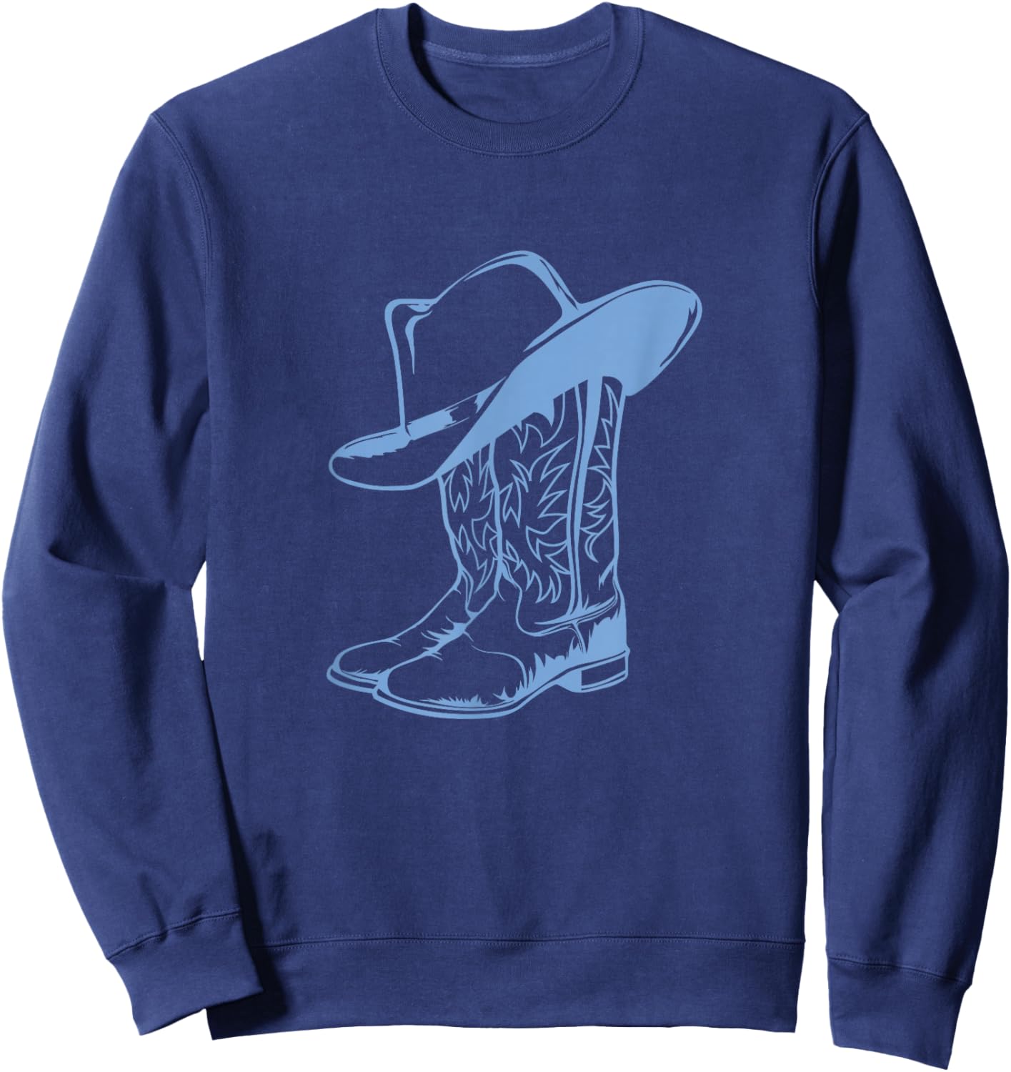 Coastal Cowgirl Western Blue Cowboy Boots Sweatshirt - Sweatshirt | Navy