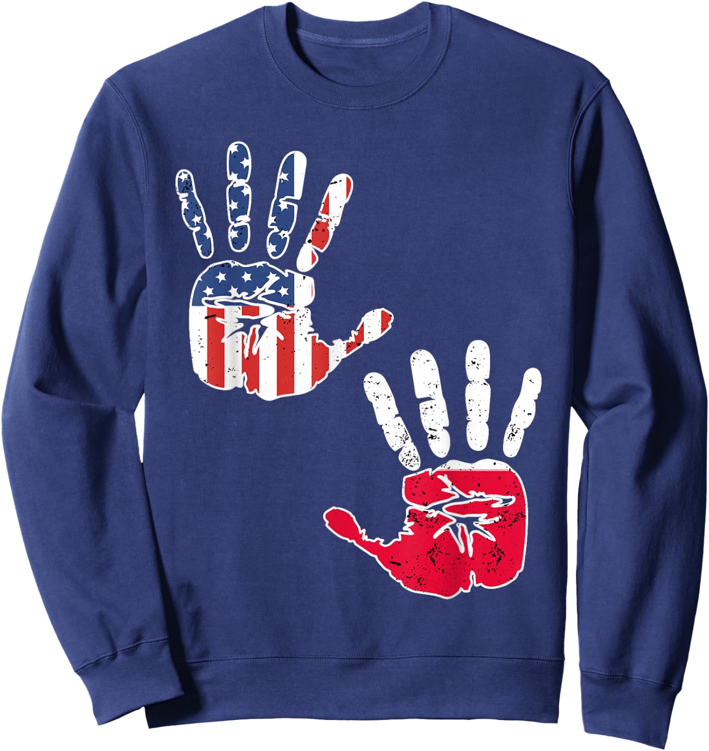 USA Poland Handprint Shirt Proud Polska Flag Polish American Sweatshirt - Sweatshirt | Navy