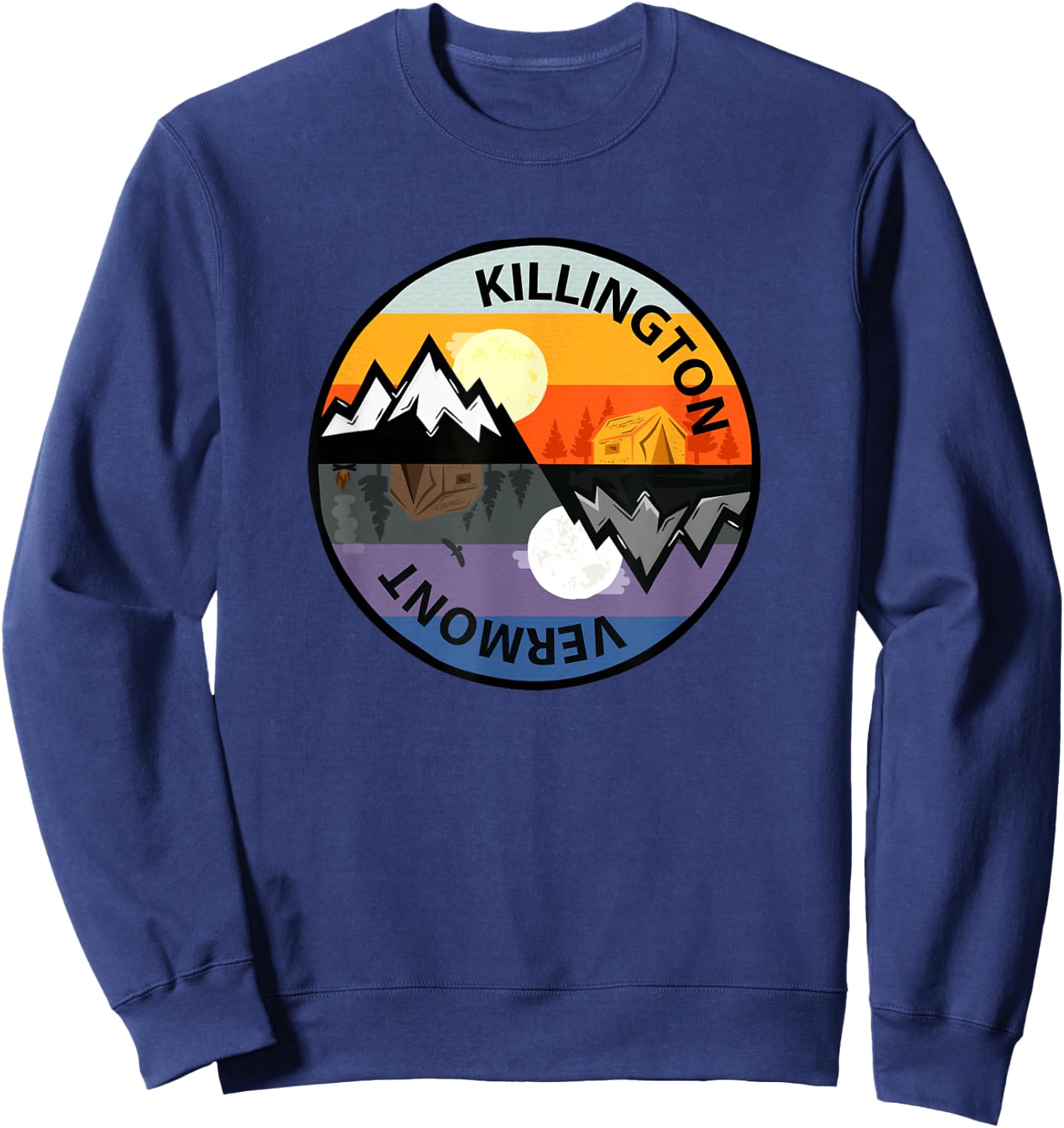 Retro Vintage Killington, Vermont Souvenir Camping Sweatshirt - Sweatshirt | Navy