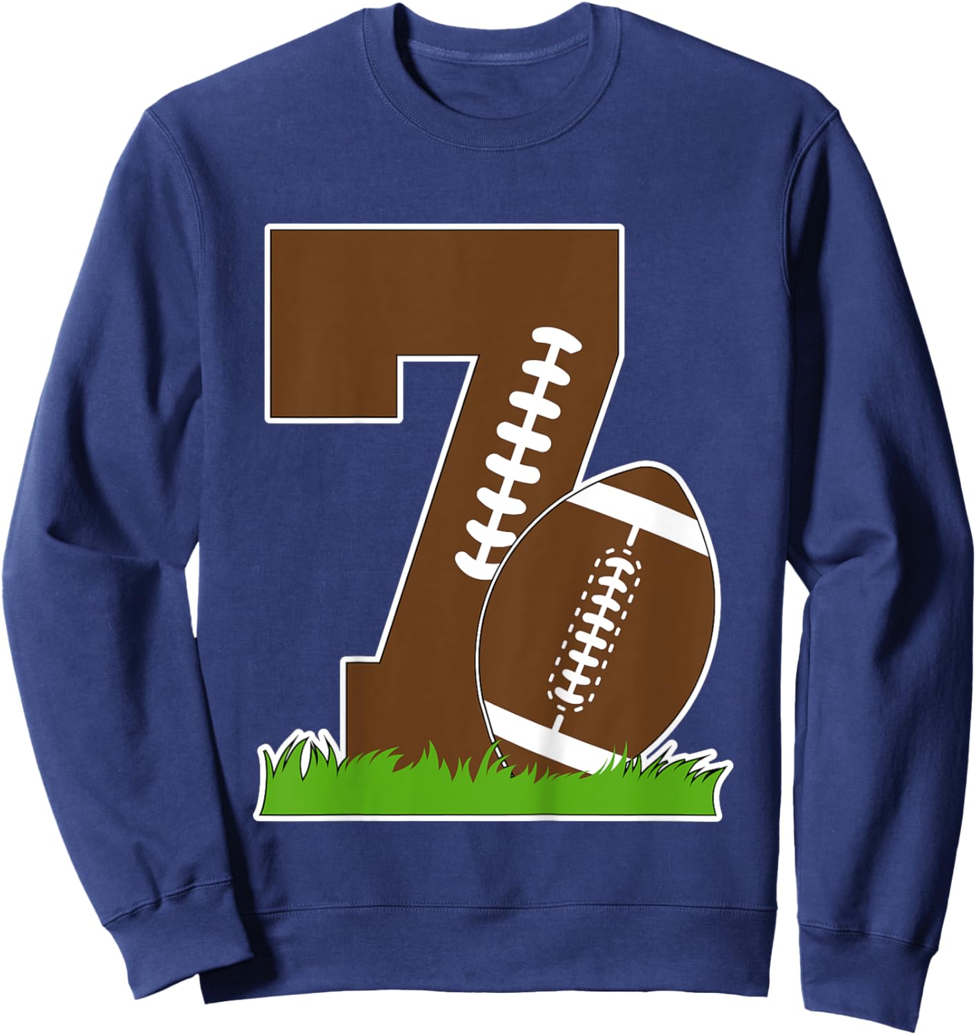 Kids 7th Birthday Football Boy Seven Year Old Football Player Sweatshirt - Sweatshirt | Navy
