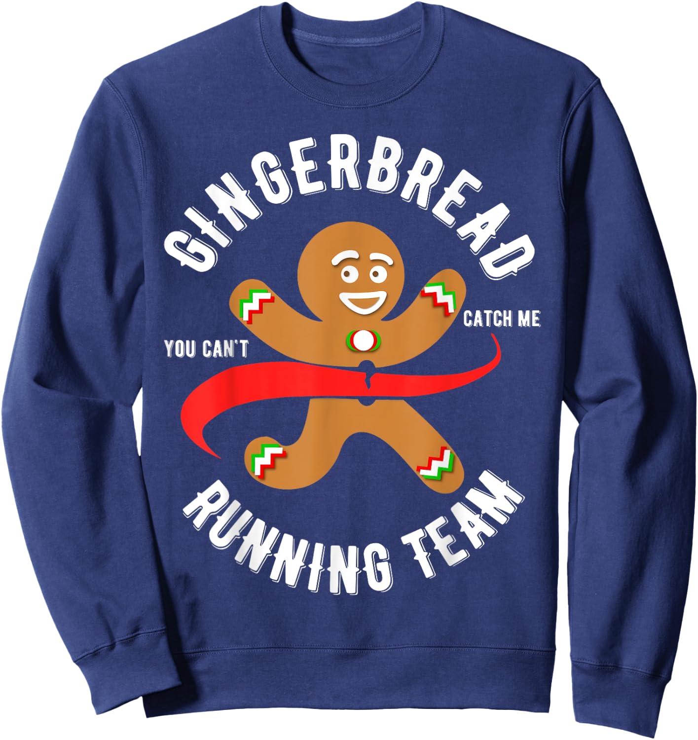 Gingerbread Running Team Xmas Cookie Christmas Sweatshirt - Sweatshirt | Navy
