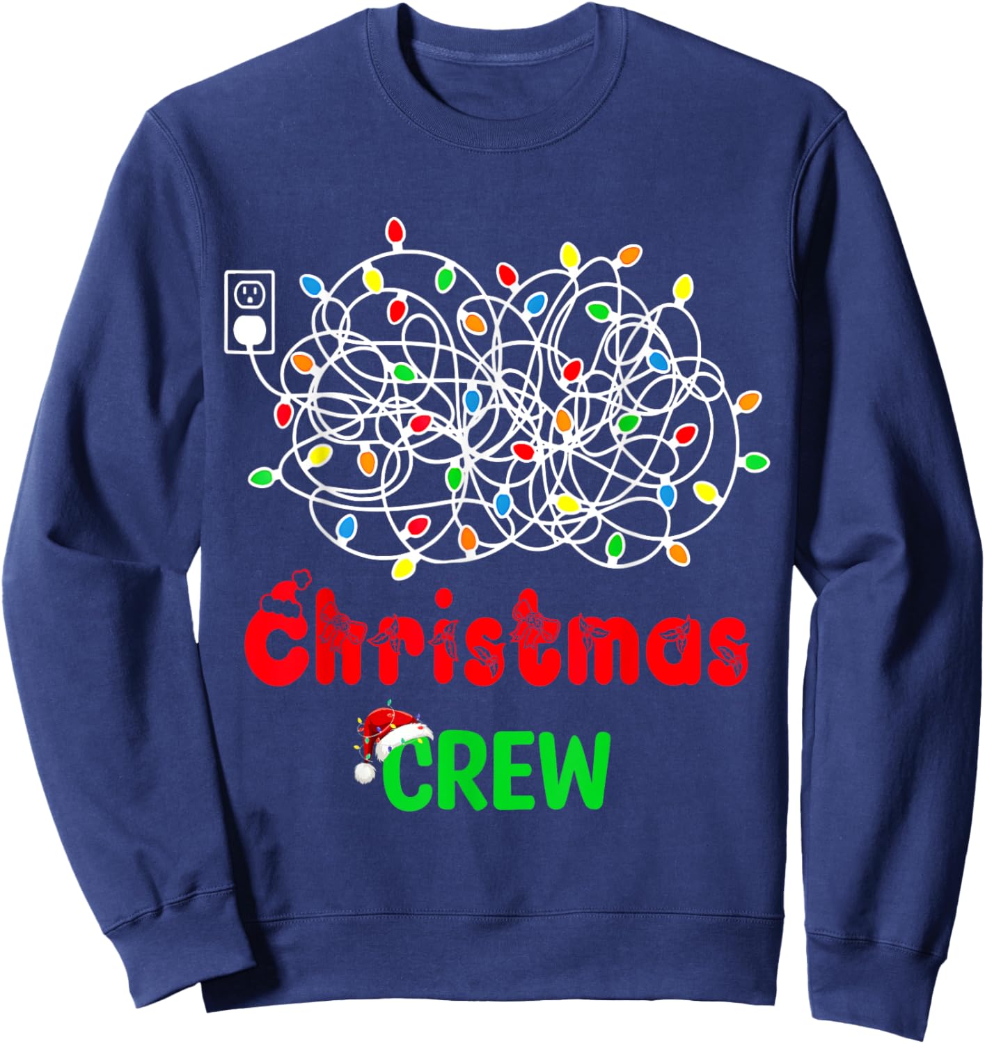 Christmas Crew Xmas Lights Pajama Happy Holiday Boy Girl Sweatshirt - Sweatshirt | Navy