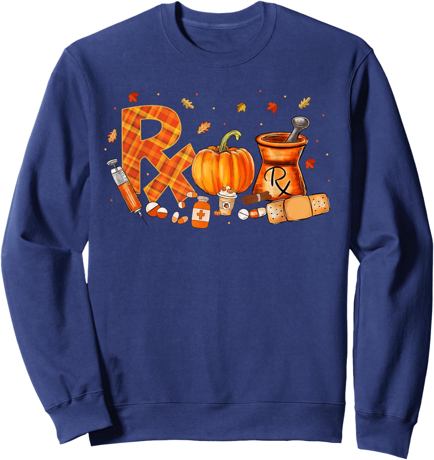 CPhT Pharmacy Technician Fall Autumn Leaves Pumpkin Season Sweatshirt - Sweatshirt | Navy