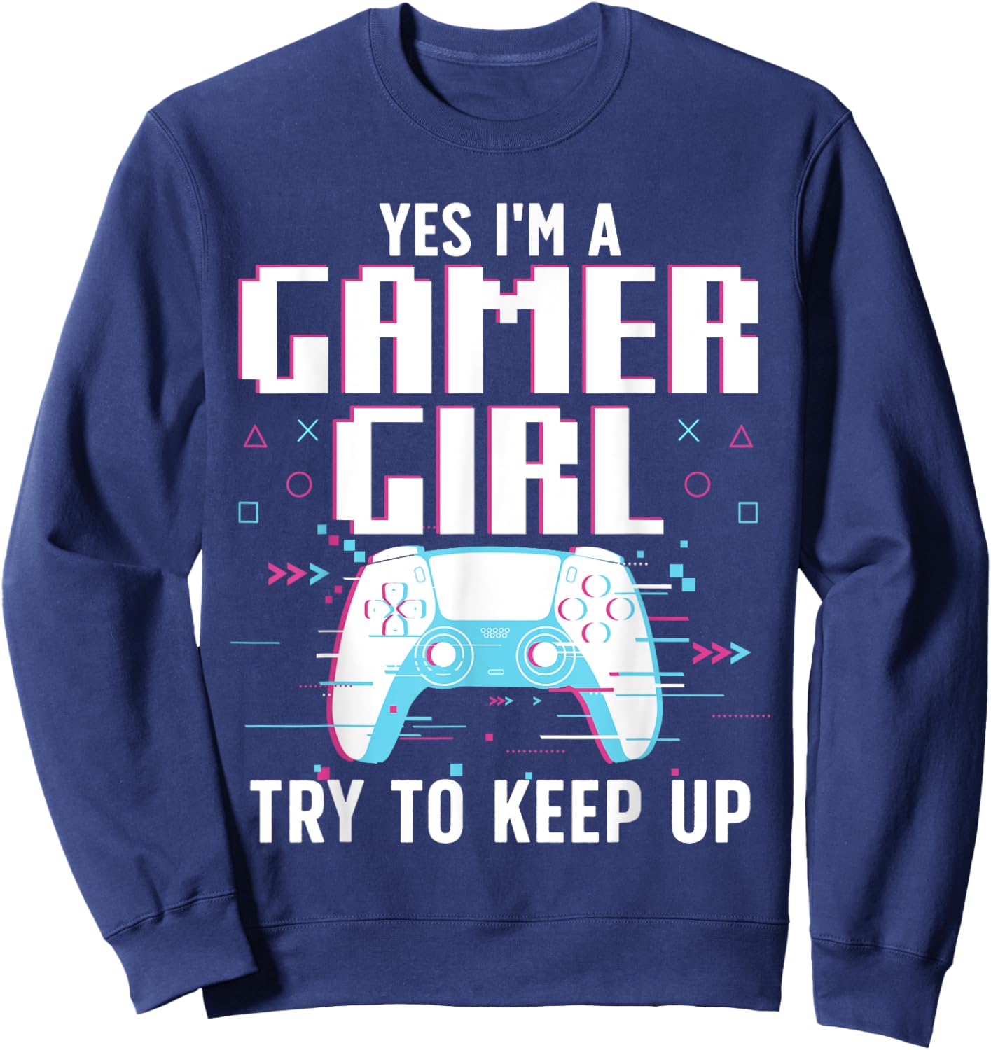 Cool Gamer Girl Girls Kids Gaming Video Game Nerd Sweatshirt - Sweatshirt | Navy