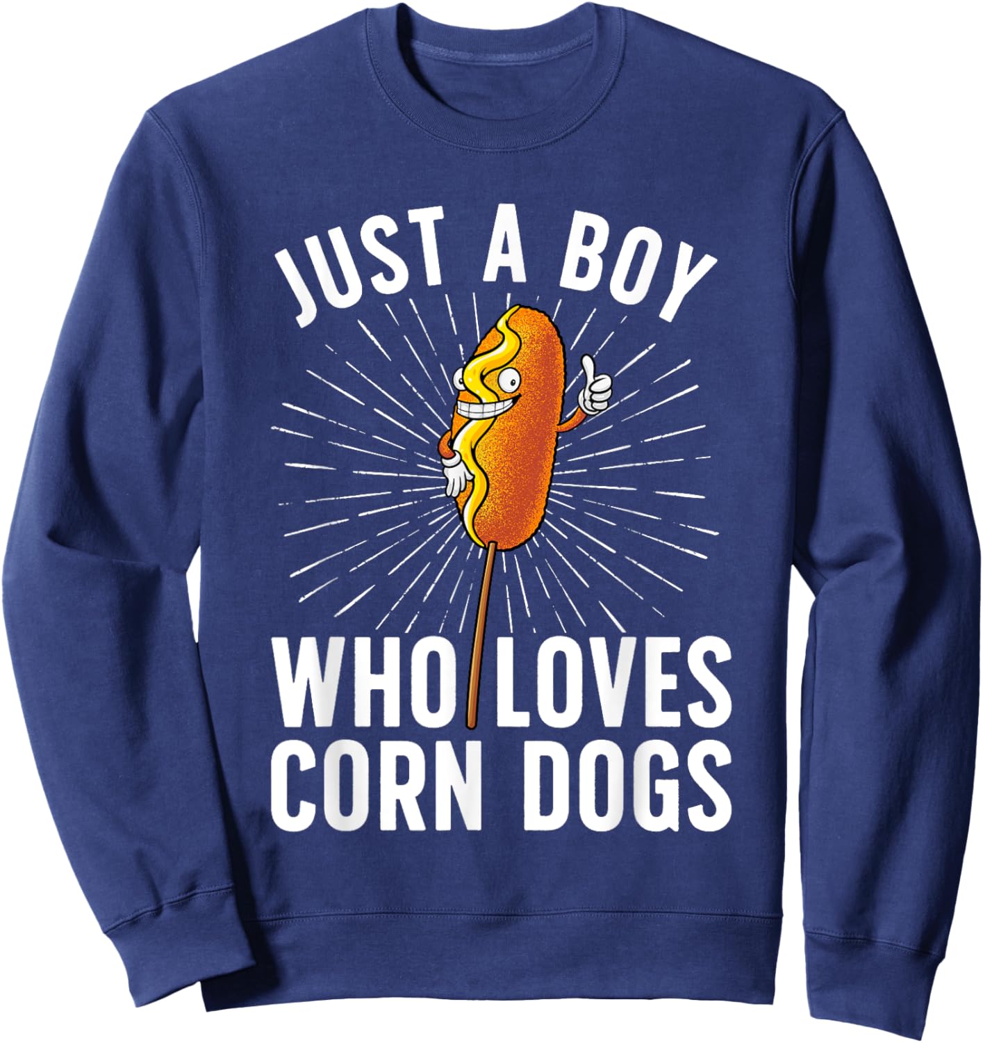 Cute Corn Dog Design Boys Kids Sausage Corndog Lover Sweatshirt - Sweatshirt | Navy