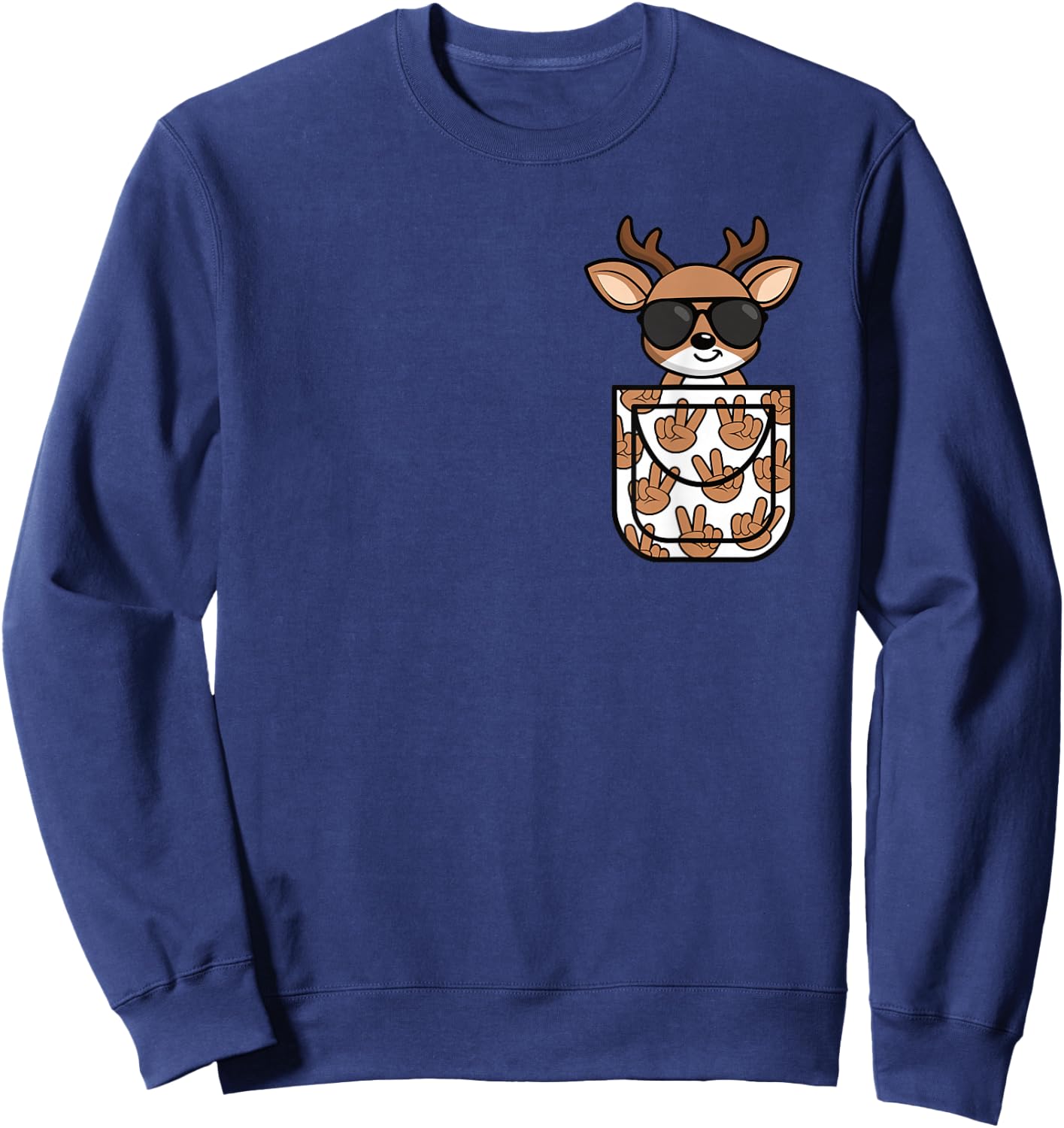 Funny Deer Pocket Men Women Kids Sweatshirt - Sweatshirt | Navy
