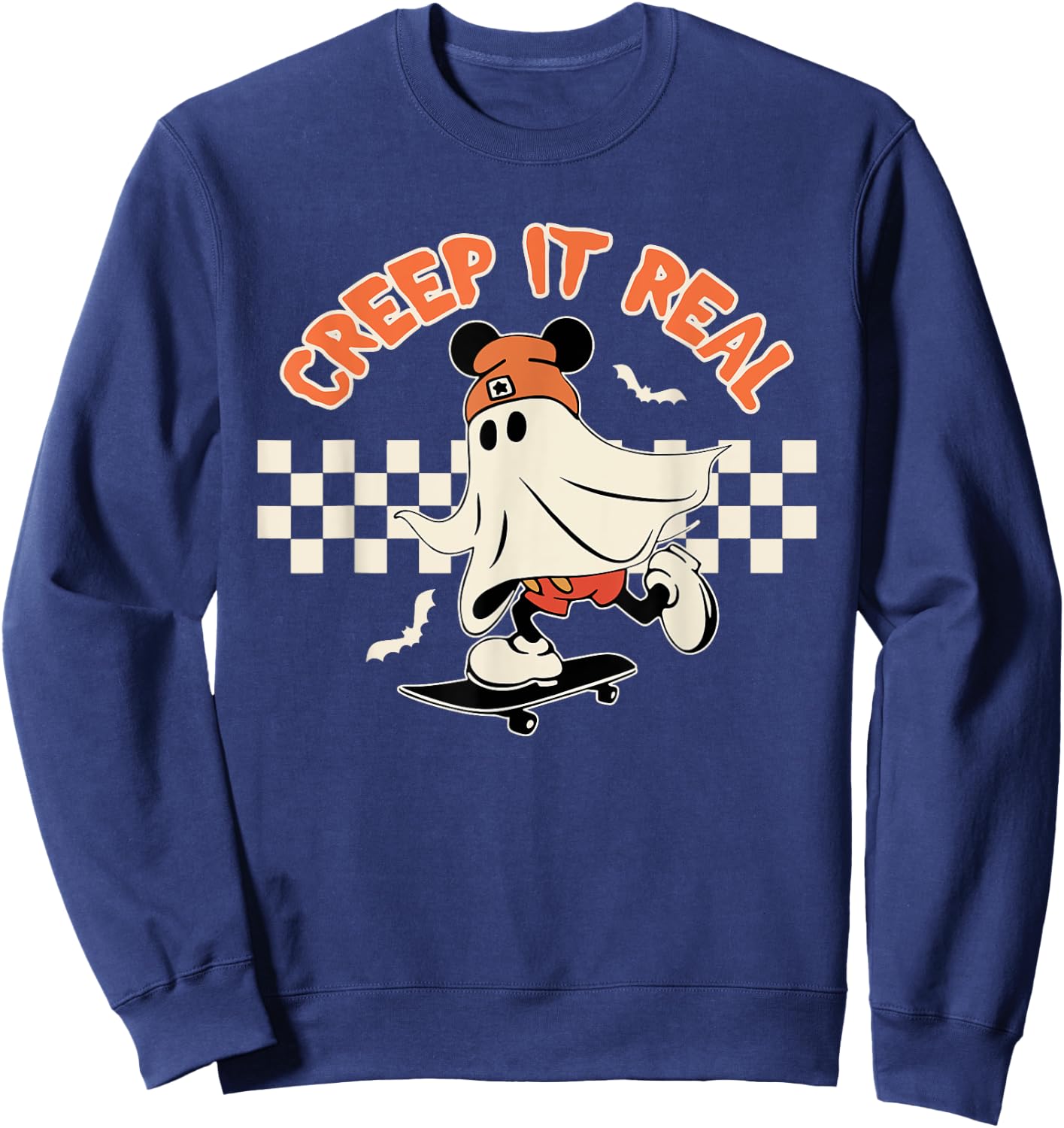 Creep it Real Spooky Ghost Mouse Men Women Halloween Sweatshirt - Sweatshirt | Navy