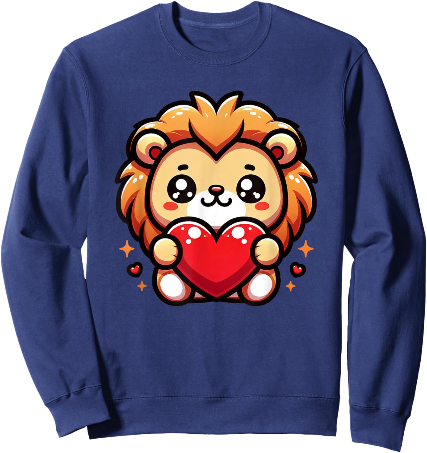 Lion Funny Valentines Heart Lover Men Women Kids Sweatshirt - Sweatshirt | Navy
