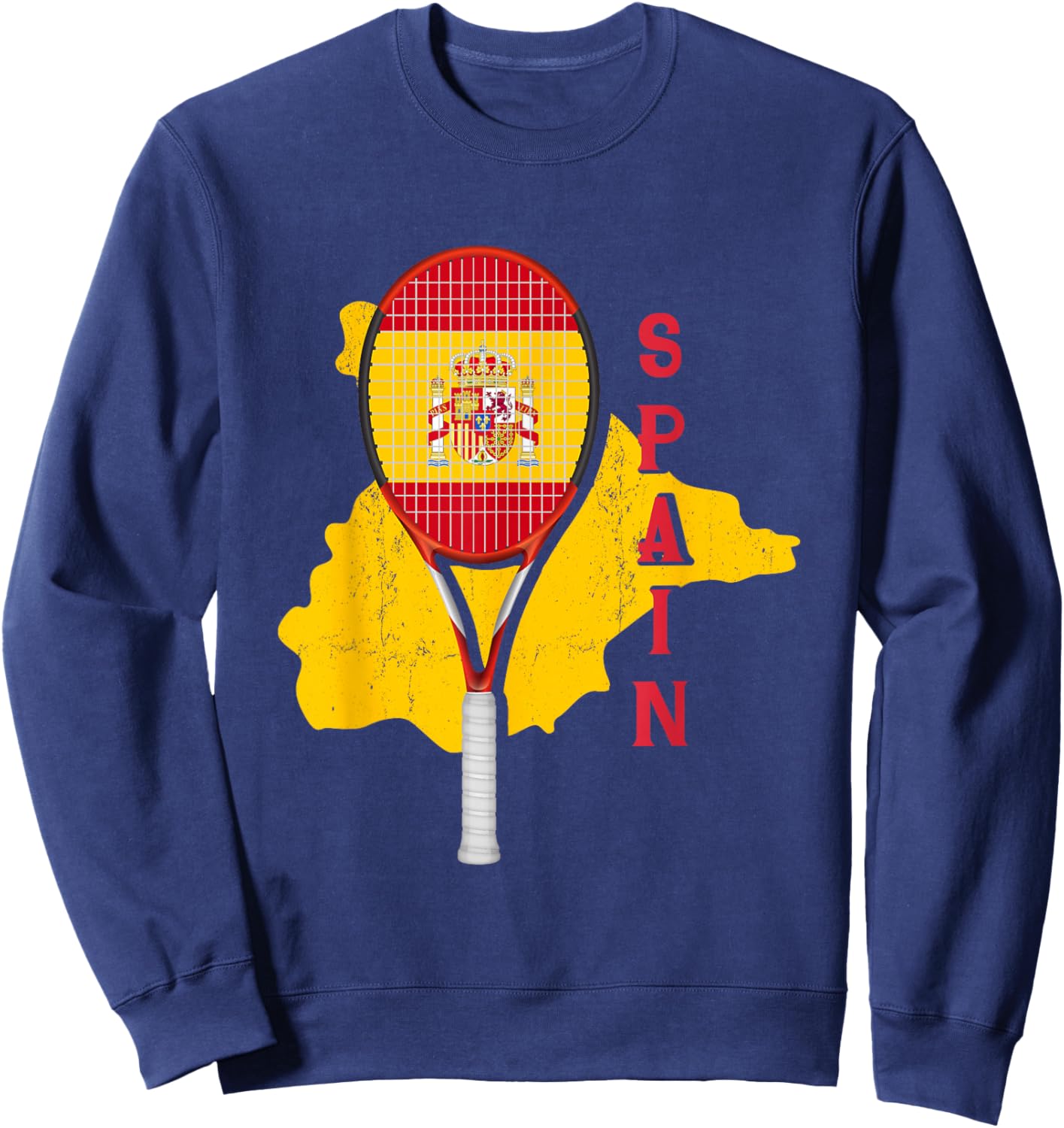 Spain Flag Tennis | Court Racket Ball | Tennis Player Sweatshirt - Sweatshirt | Navy