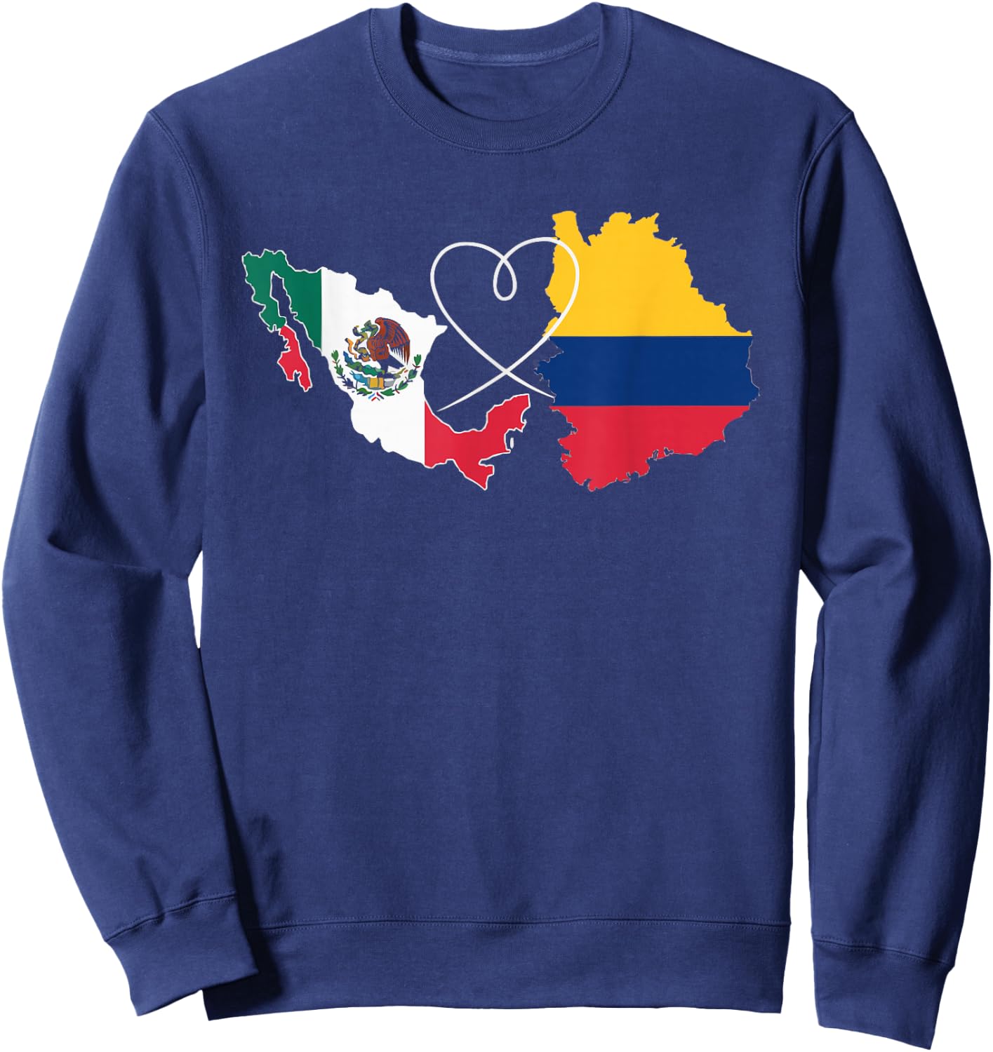 Half Columbian Half Mexican Mexico Flag Columbia Sweatshirt - Sweatshirt | Navy