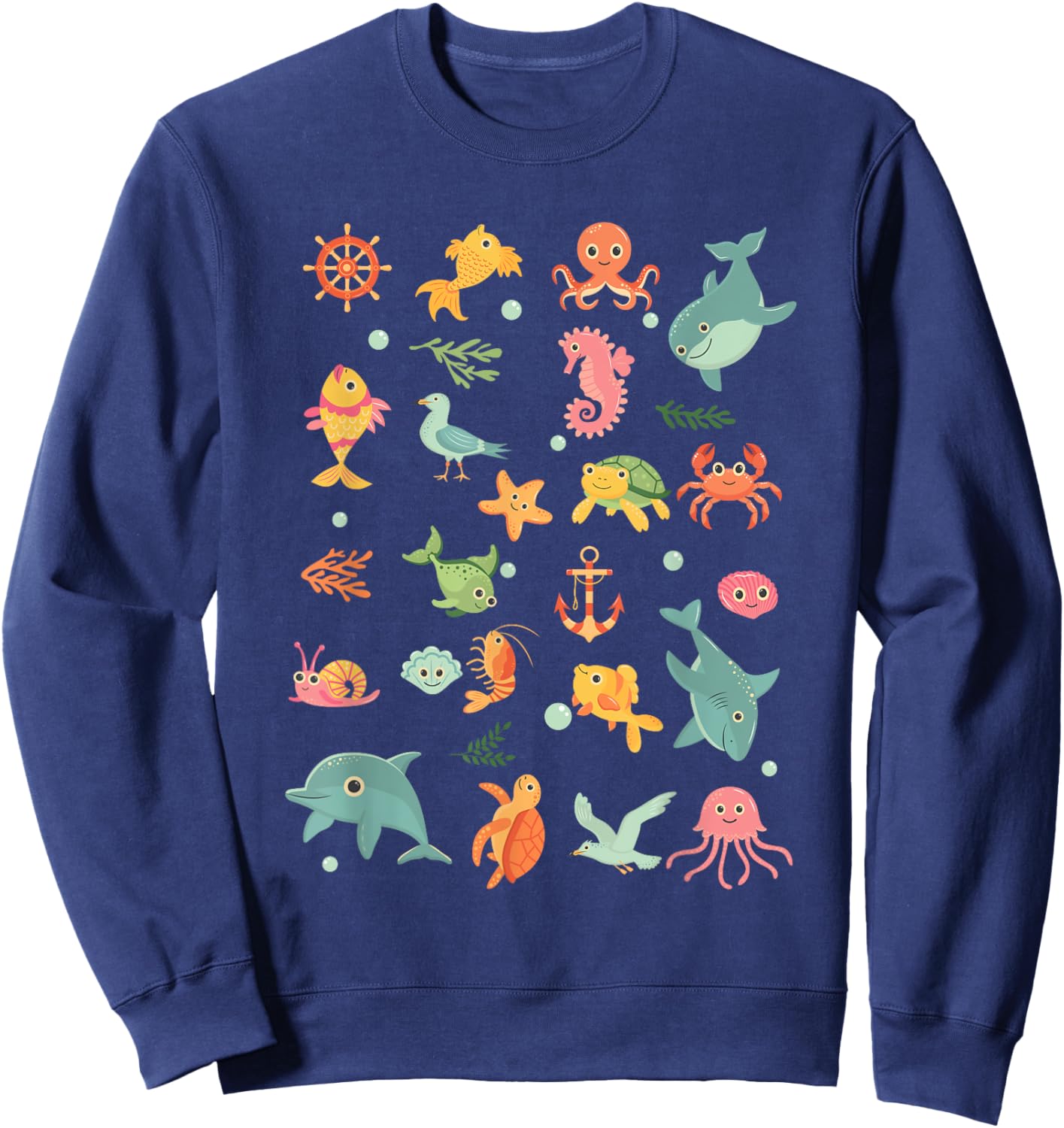 Cute Ocean Creatures Clownfish Sea Animals Kids Children Sweatshirt - Sweatshirt | Navy