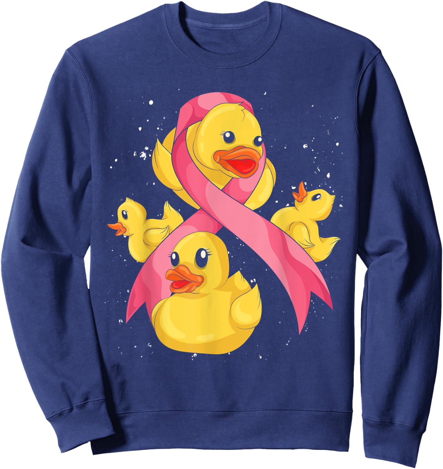Cute Rubber Duck Duckie Pink Ribbon Breast Cancer Awareness Sweatshirt - Sweatshirt | Navy