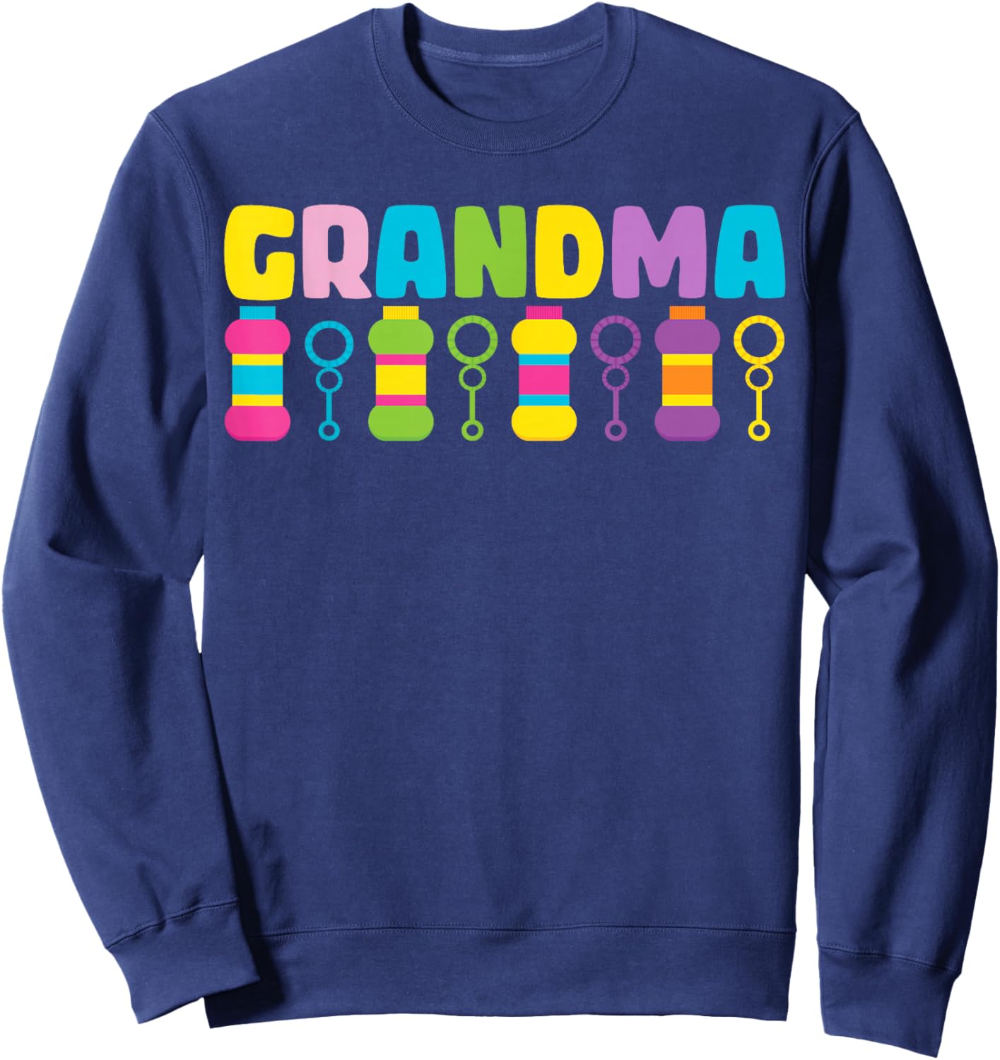 Grandma Bubble Birthday Party Bubble Wands Themed Matching Sweatshirt - Sweatshirt | Navy