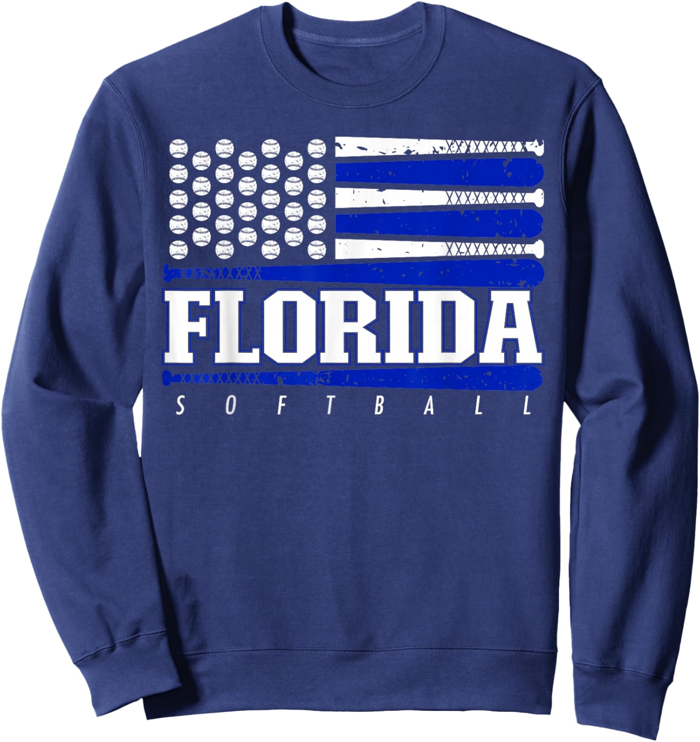 Florida Softball Vintage Kids Team Retro Softball Fan Sweatshirt - Sweatshirt | Navy