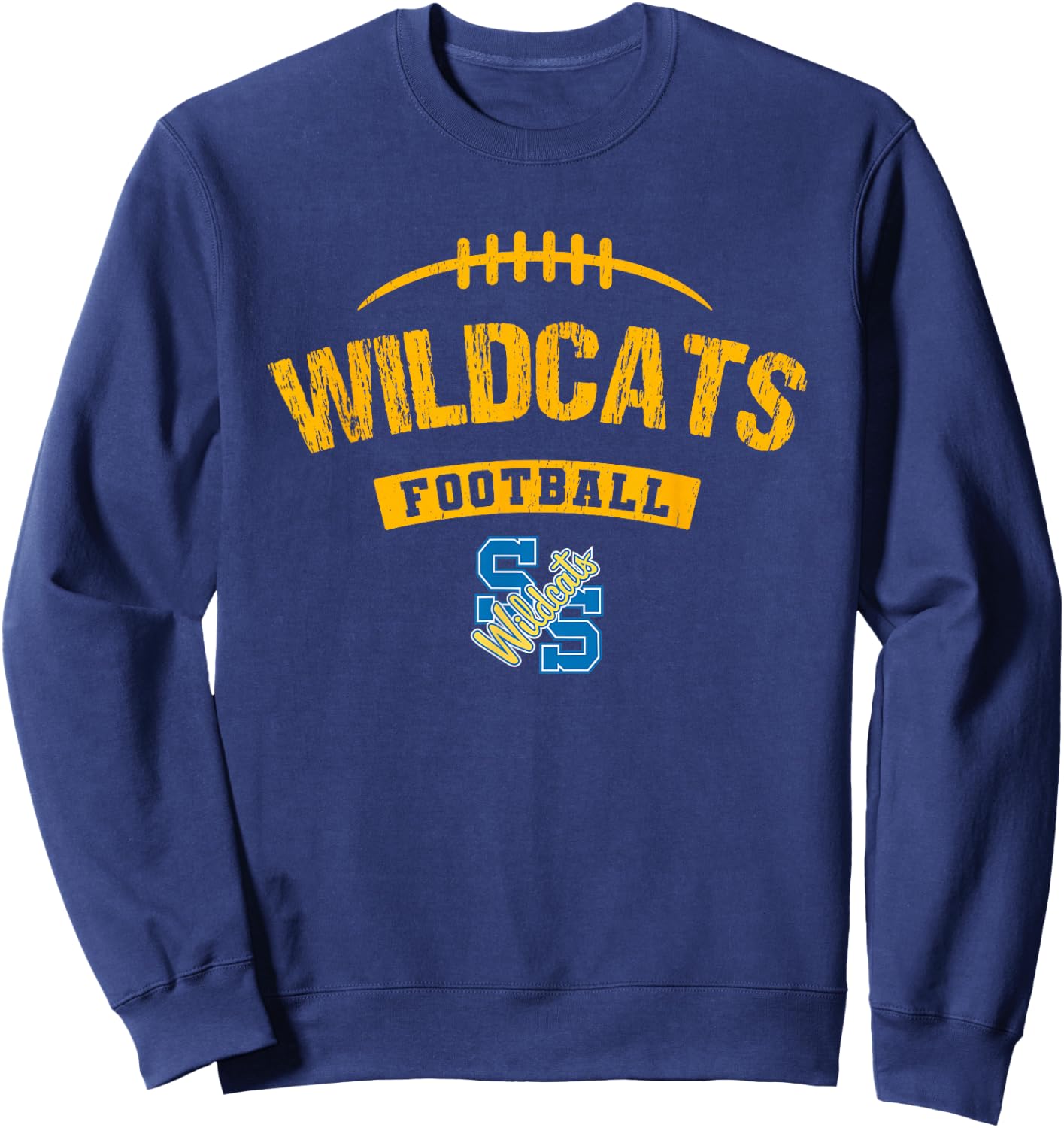 Sulphur Springs Wildcats Logo Football Distressed HS Sweatshirt - Sweatshirt | Navy