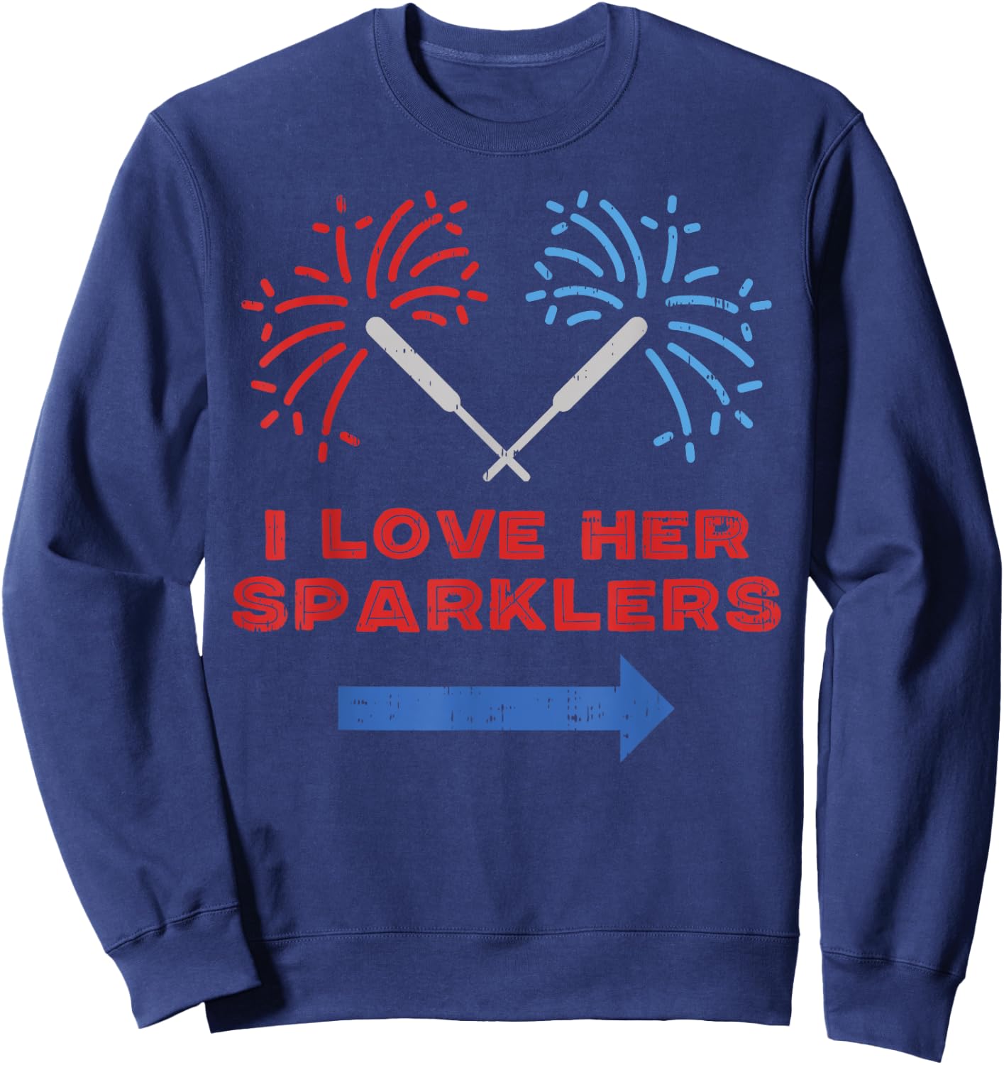 Love Her Sparklers Matching Couple 4th Of July Men Boyfriend Sweatshirt - Sweatshirt | Navy