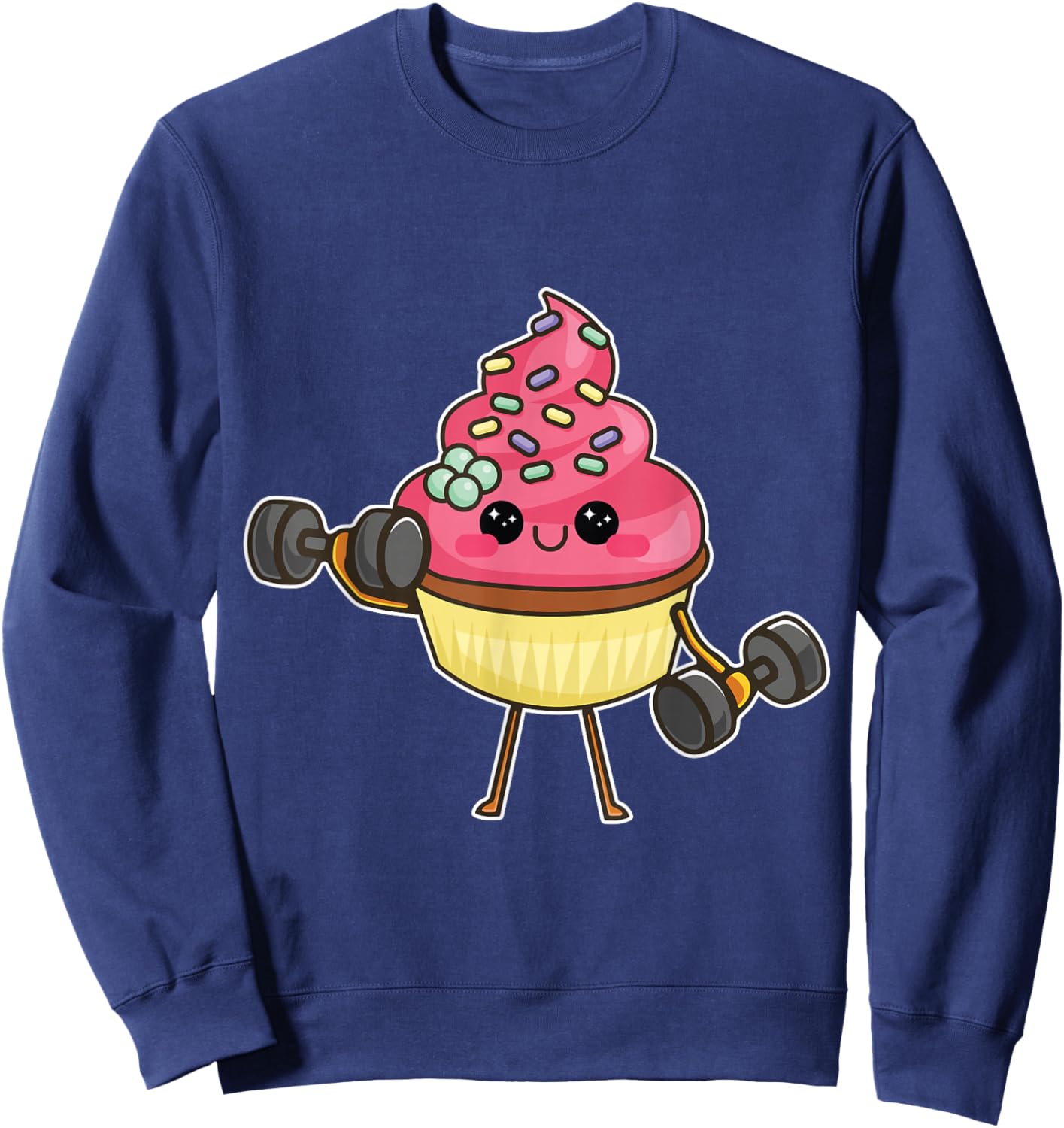 Funny Cupcake Woman Gym Training Cute Cupcake Workout Sweatshirt - Sweatshirt | Navy