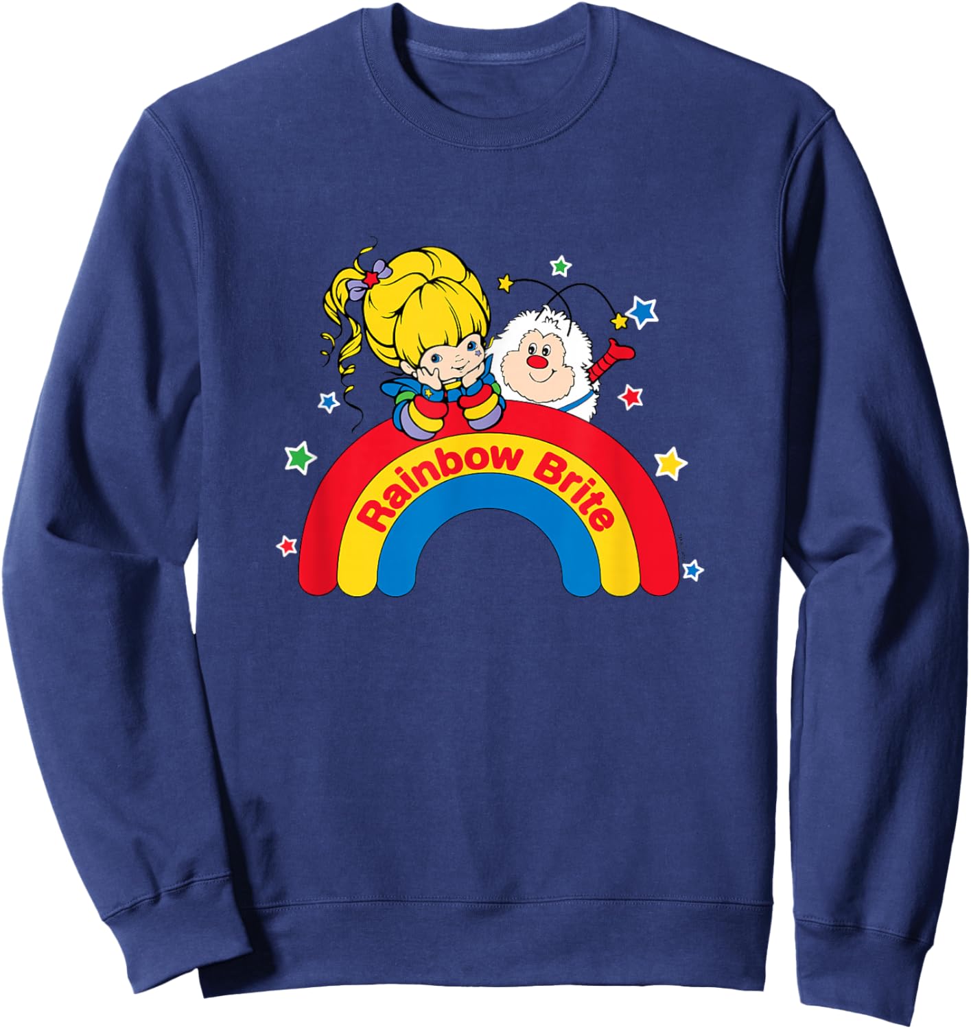 Rainbow Brite & Sprite Vintage Rainbow and Stars Portrait Sweatshirt - Sweatshirt | Navy
