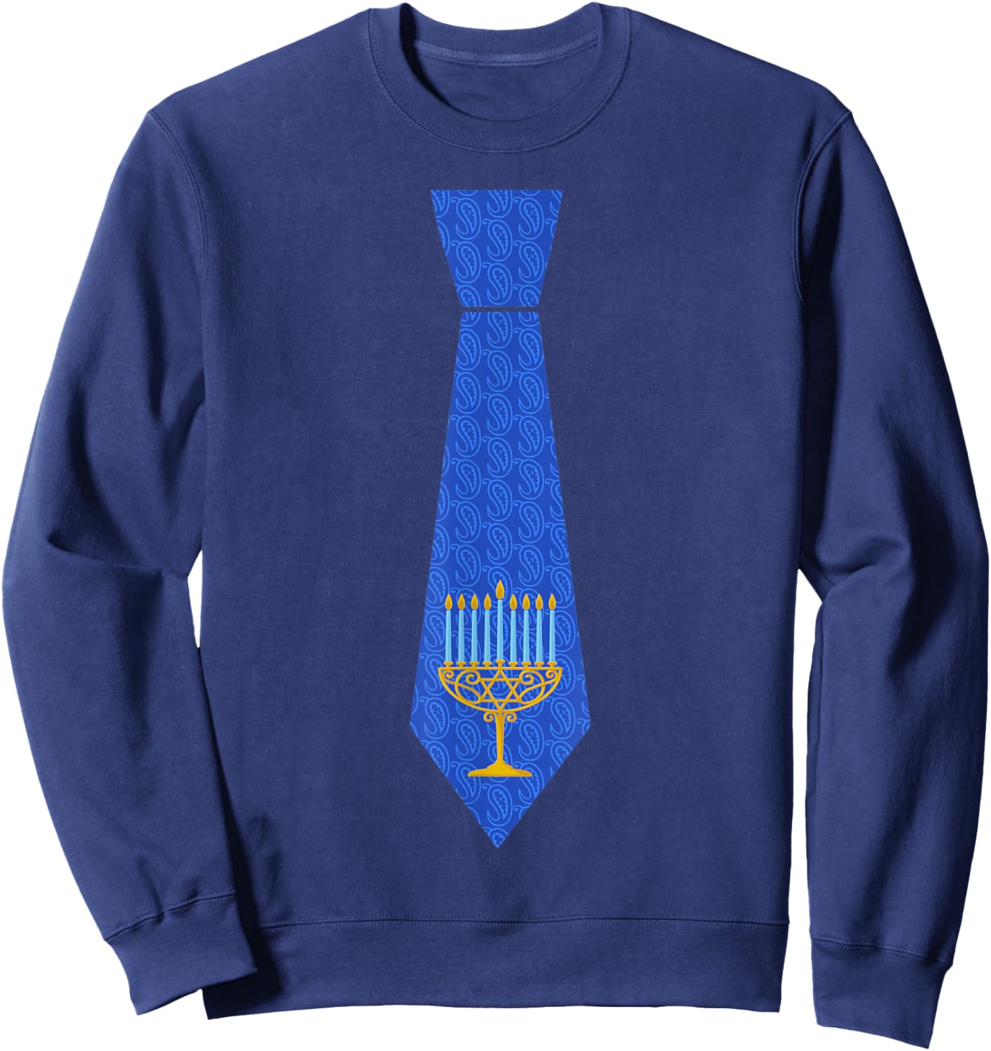 Funny Hanukkah Blue Necktie Menorah Jew Boys Costume Sweatshirt - Sweatshirt | Navy