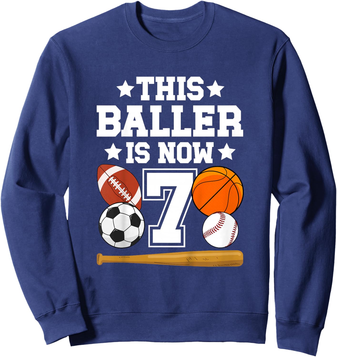 Kids 7th Birthday Sports Birthday Party Seven Year Old Boy Sweatshirt - Sweatshirt | Navy