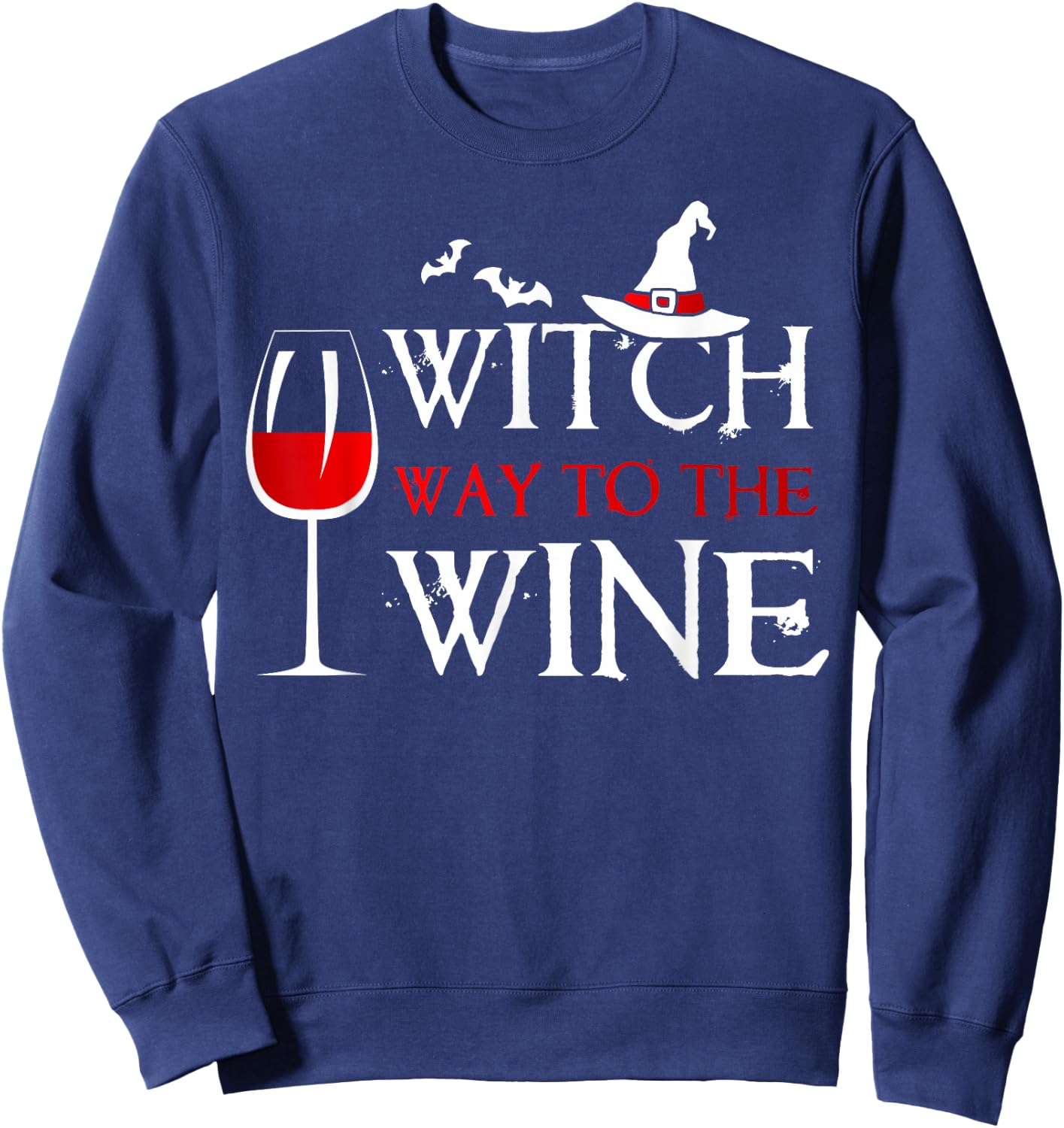 Halloween Drinking Shirt Witch Way To The Wine Sweatshirt - Sweatshirt | Navy
