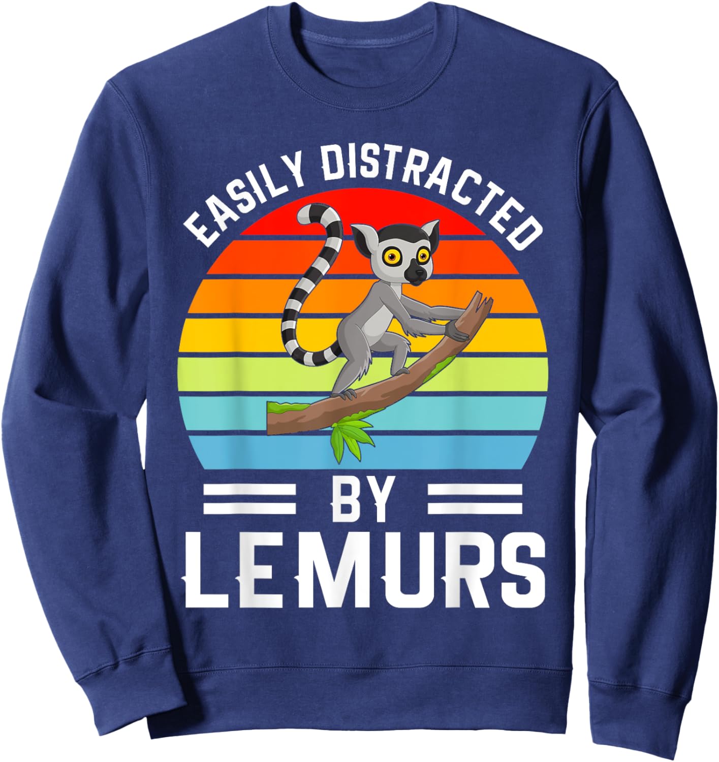 Easily Distracted By Lemurs I Lemur Monkey I Kids Lemur Sweatshirt - Sweatshirt | Navy