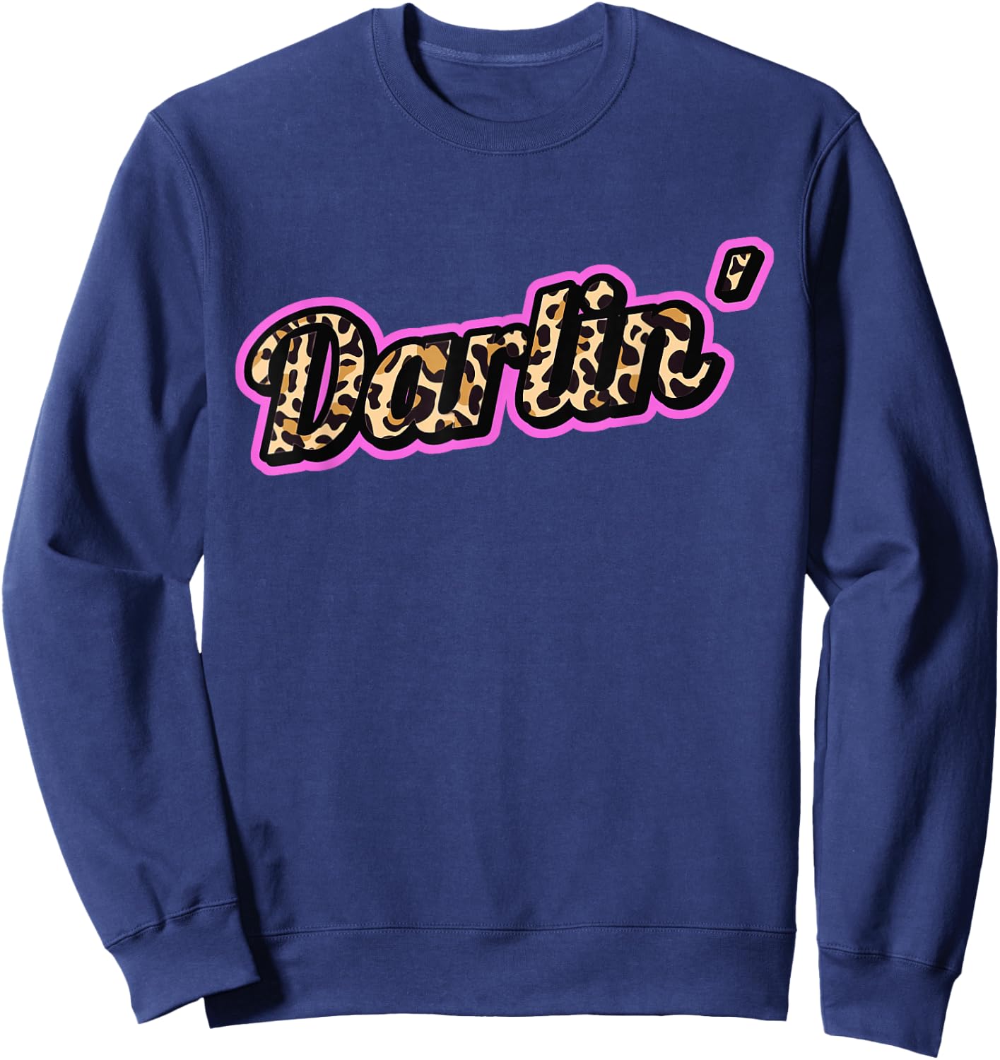 Darlin' Leopard Print Trendy Country Music Sweatshirt - Sweatshirt | Navy