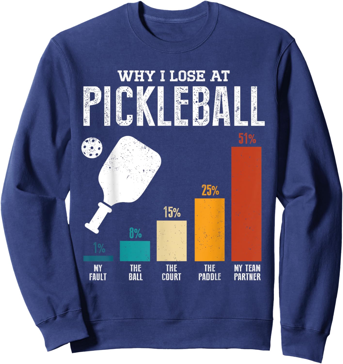 Why I Lose At Pickleball Funny Pickleball Player Retro Sweatshirt - Sweatshirt | Navy
