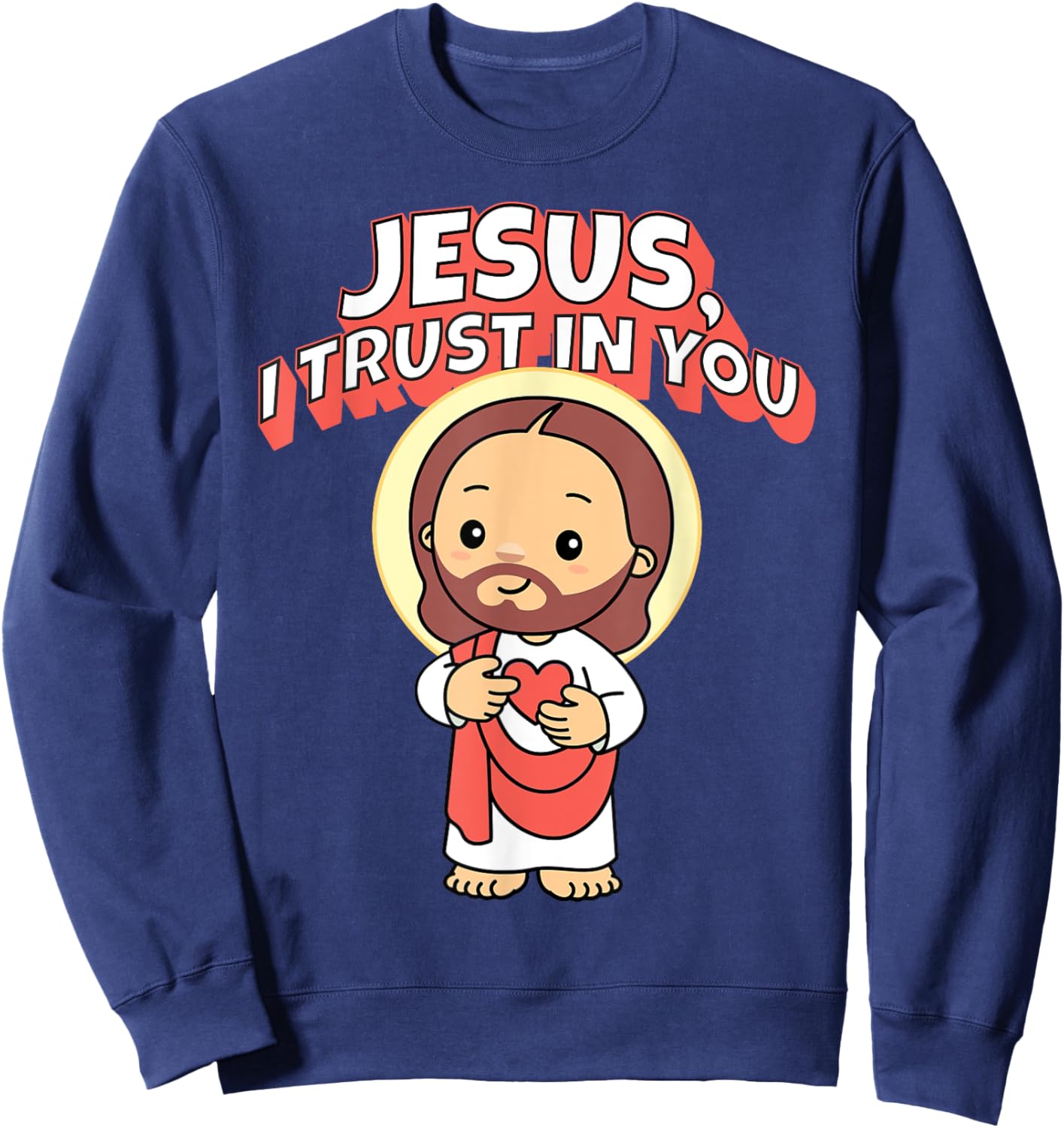 Jesus I Trust in You Divine Mercy for Kids Cute Catholic Sweatshirt - Sweatshirt | Navy