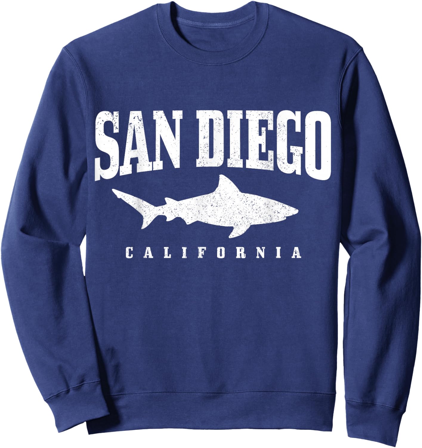 San Diego California Great White Shark Cage Diving Vintage Sweatshirt - Sweatshirt | Navy
