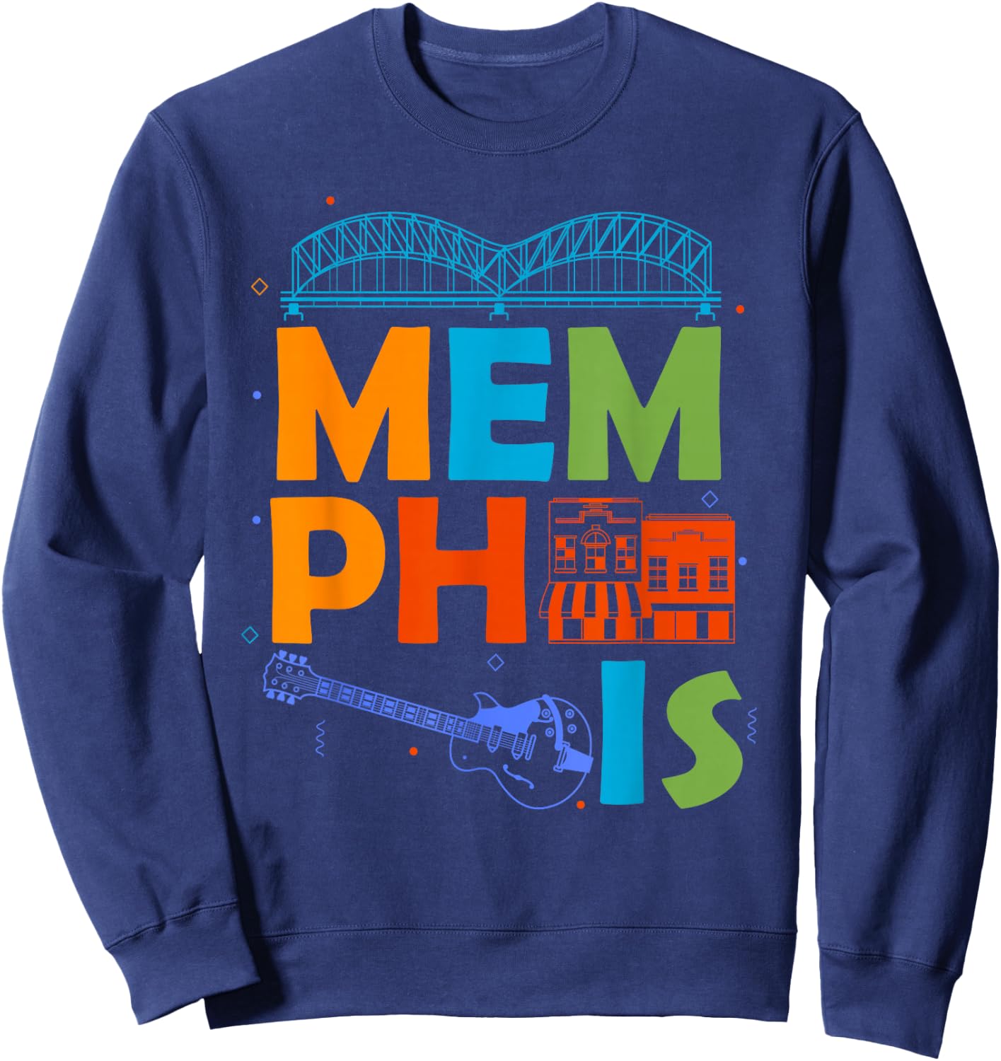 Memphis Souvenir Men Tennessee Skyline City Memphis Sweatshirt - Sweatshirt | Navy