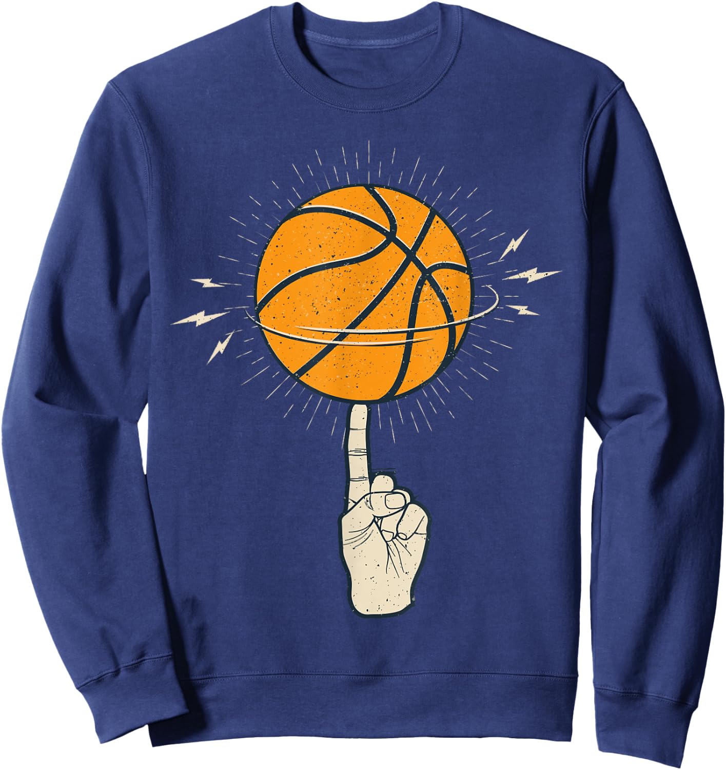 Cool Spinning Basketball On Your Finger Sport Graphic Design Sweatshirt - Sweatshirt | Navy