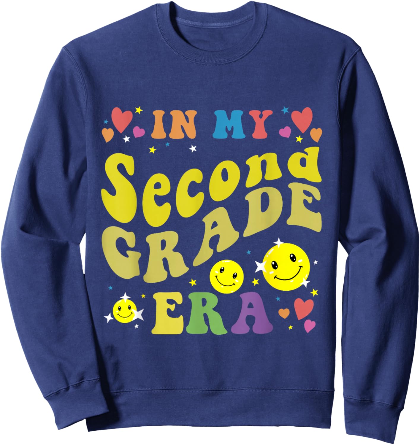 In My Second Grade Era Groovy 2nd Grade Back To School Kids Sweatshirt - Sweatshirt | Navy