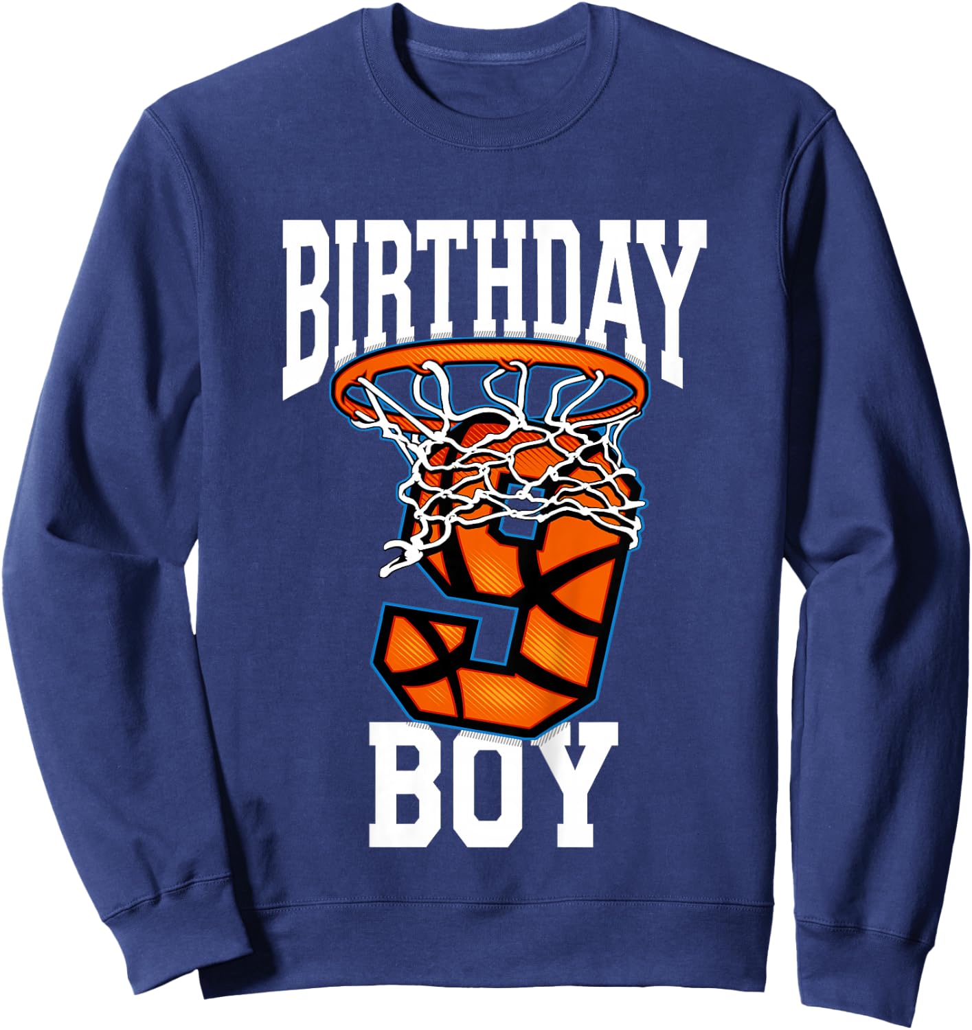 9 Year Old Birthday Shirt Boy Basketball 9th Bday Bball Sweatshirt - Sweatshirt | Navy