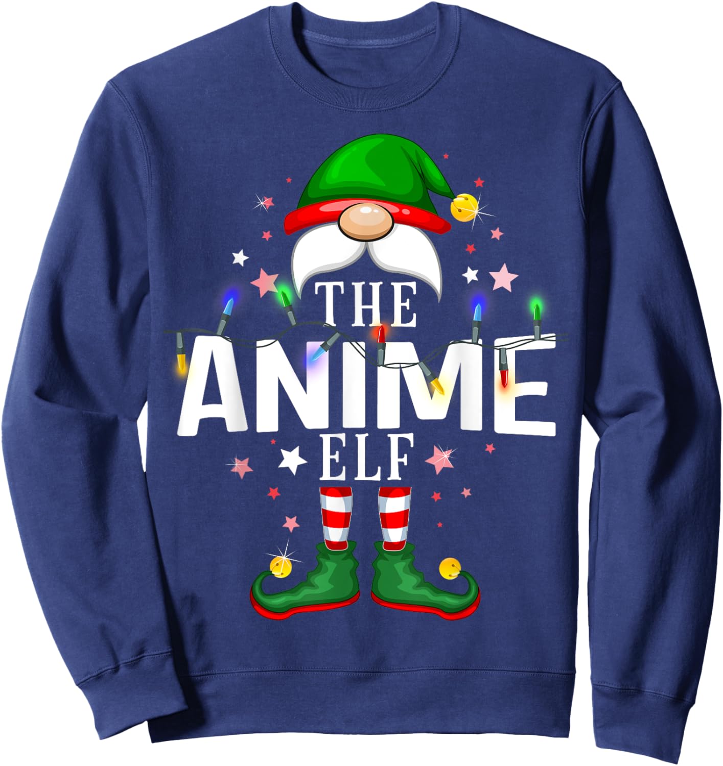 The Anime Elf Christmas Family Pajama Party Sweatshirt - Sweatshirt | Navy