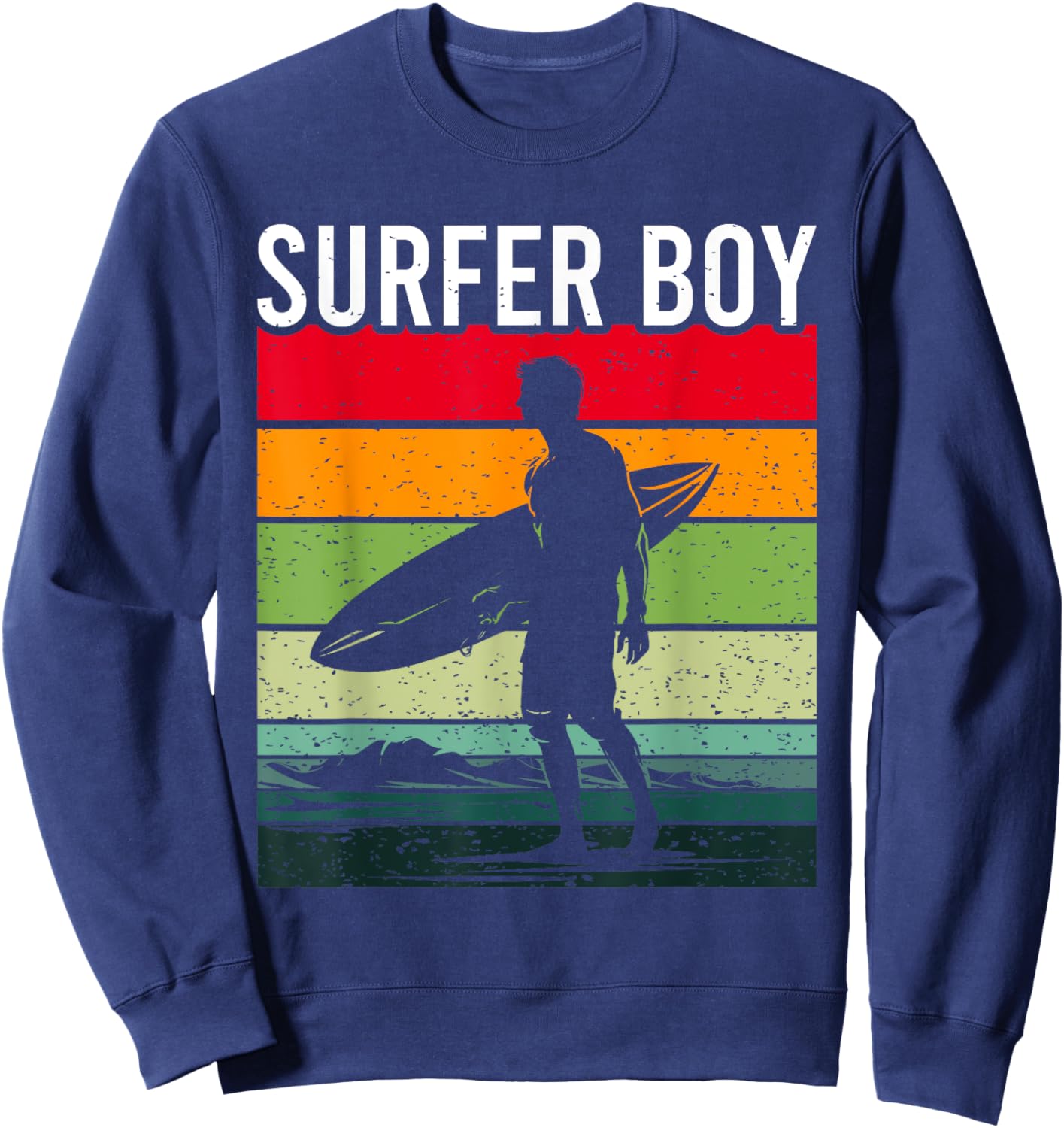 Surfer Boy Surf Illustration / Surf Boy Throwback Sweatshirt - Sweatshirt | Navy