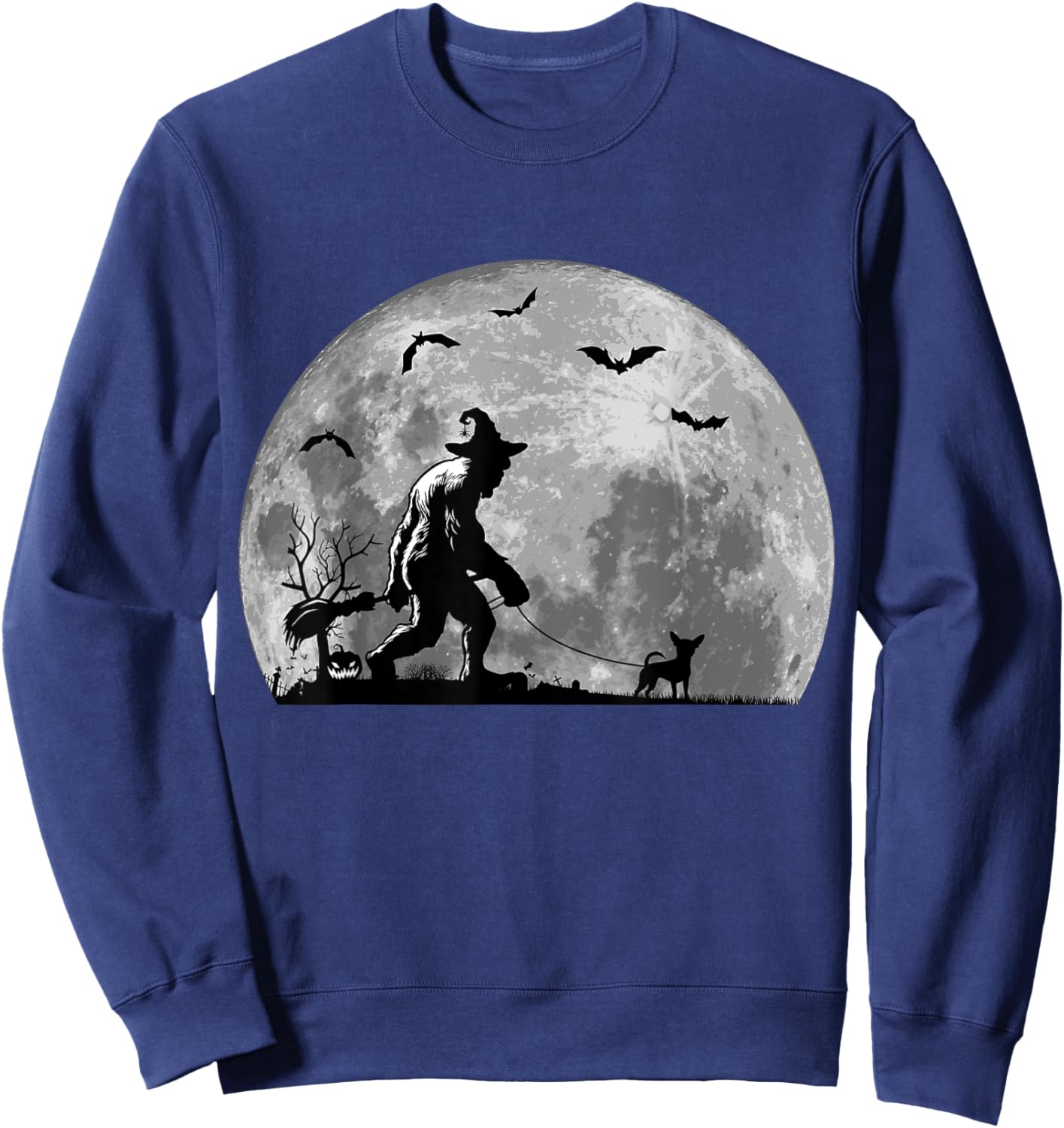 Bigfoot Walking Chihuahua Dog Sasquatch Halloween Sweatshirt - Sweatshirt | Navy
