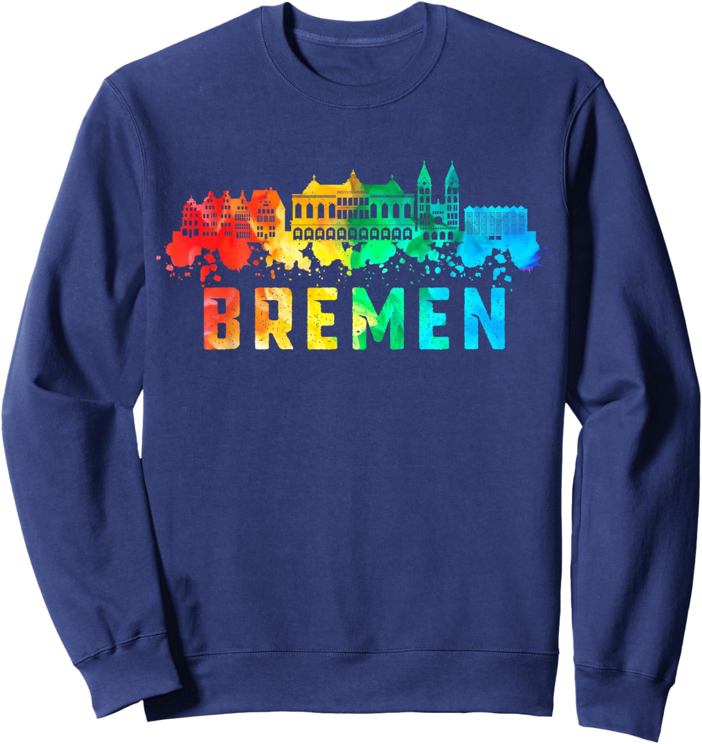Bremen City Skyline Germany Souvenir Colorful Sweatshirt - Sweatshirt | Navy