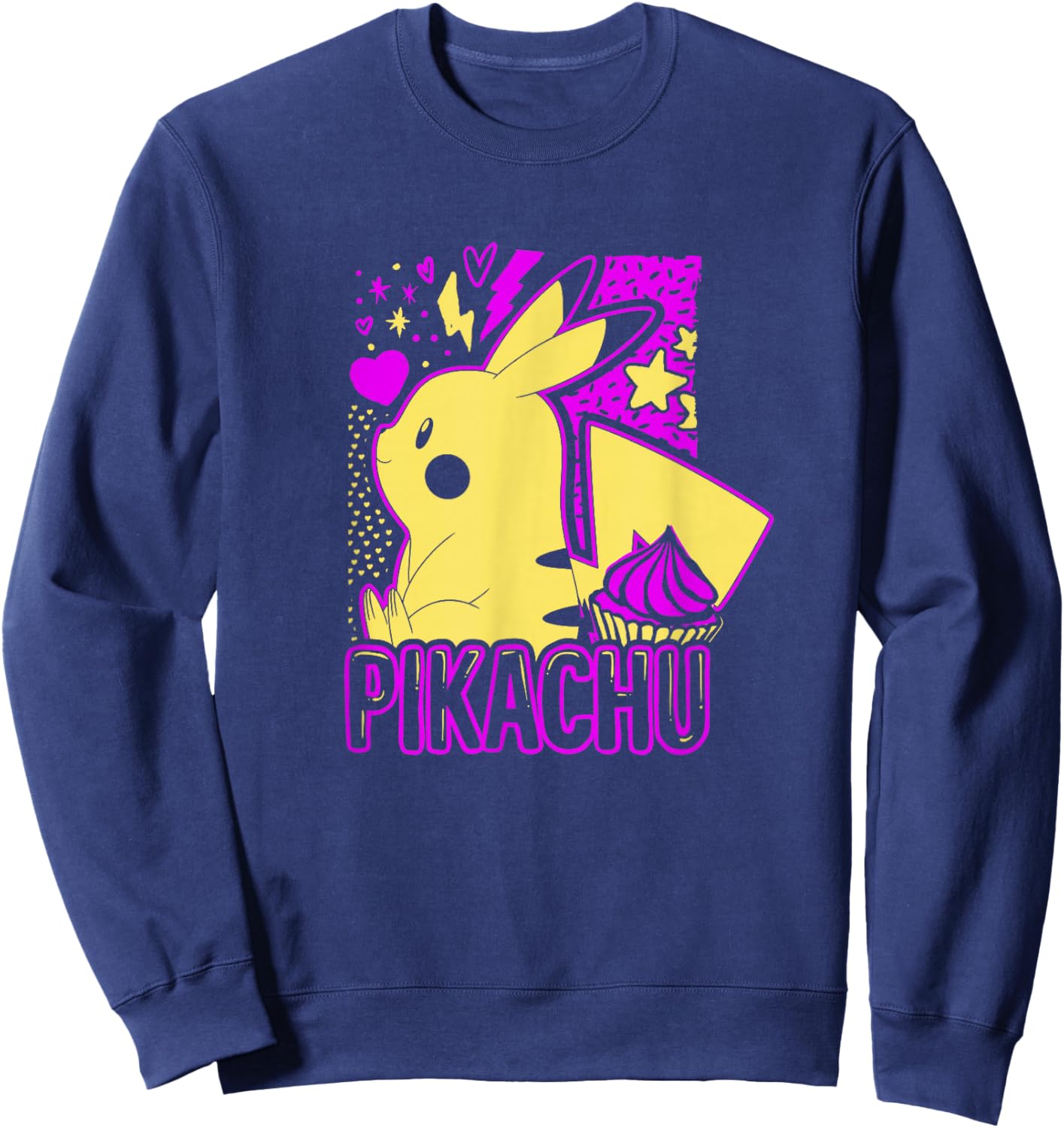 Pokémon Pikachu Cute Neon 025 Lightning Pocket Monster Sweatshirt - Sweatshirt | Navy