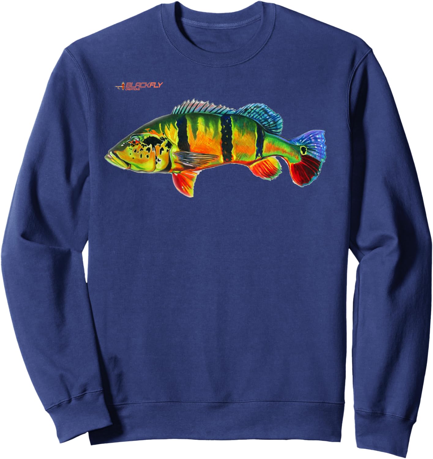Peacock Bass Fishing Fish Shirts & by Black Fly Sweatshirt - Sweatshirt | Navy