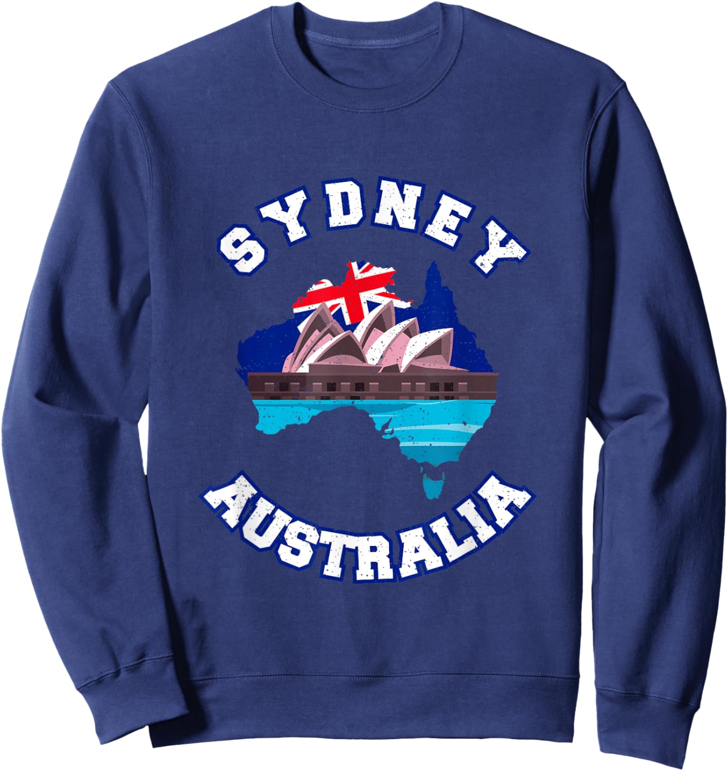 The Sydney Opera House And Australian Flag In Australian Map Sweatshirt - Sweatshirt | Navy