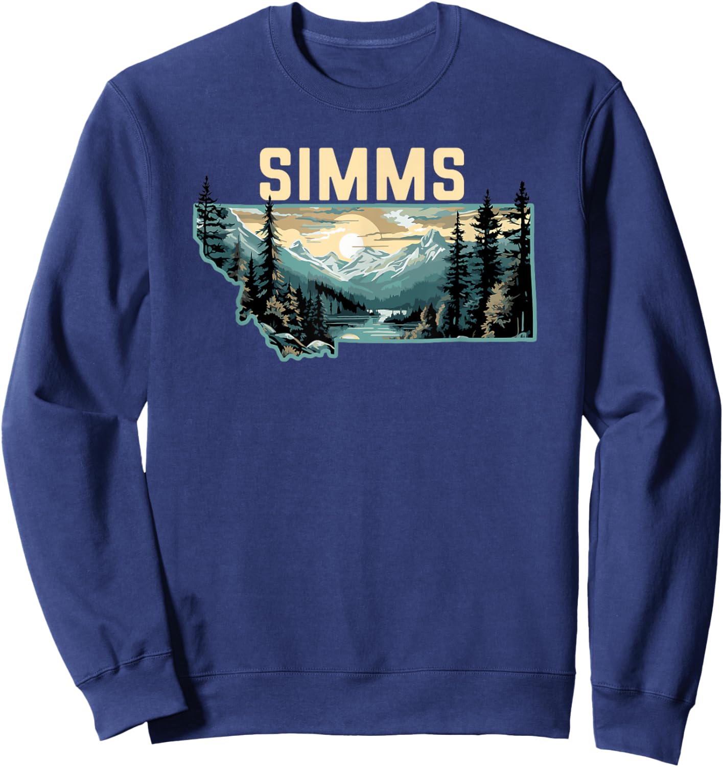 Simms Montana Outdoor Art Retro Hiking Sweatshirt - Sweatshirt | Navy