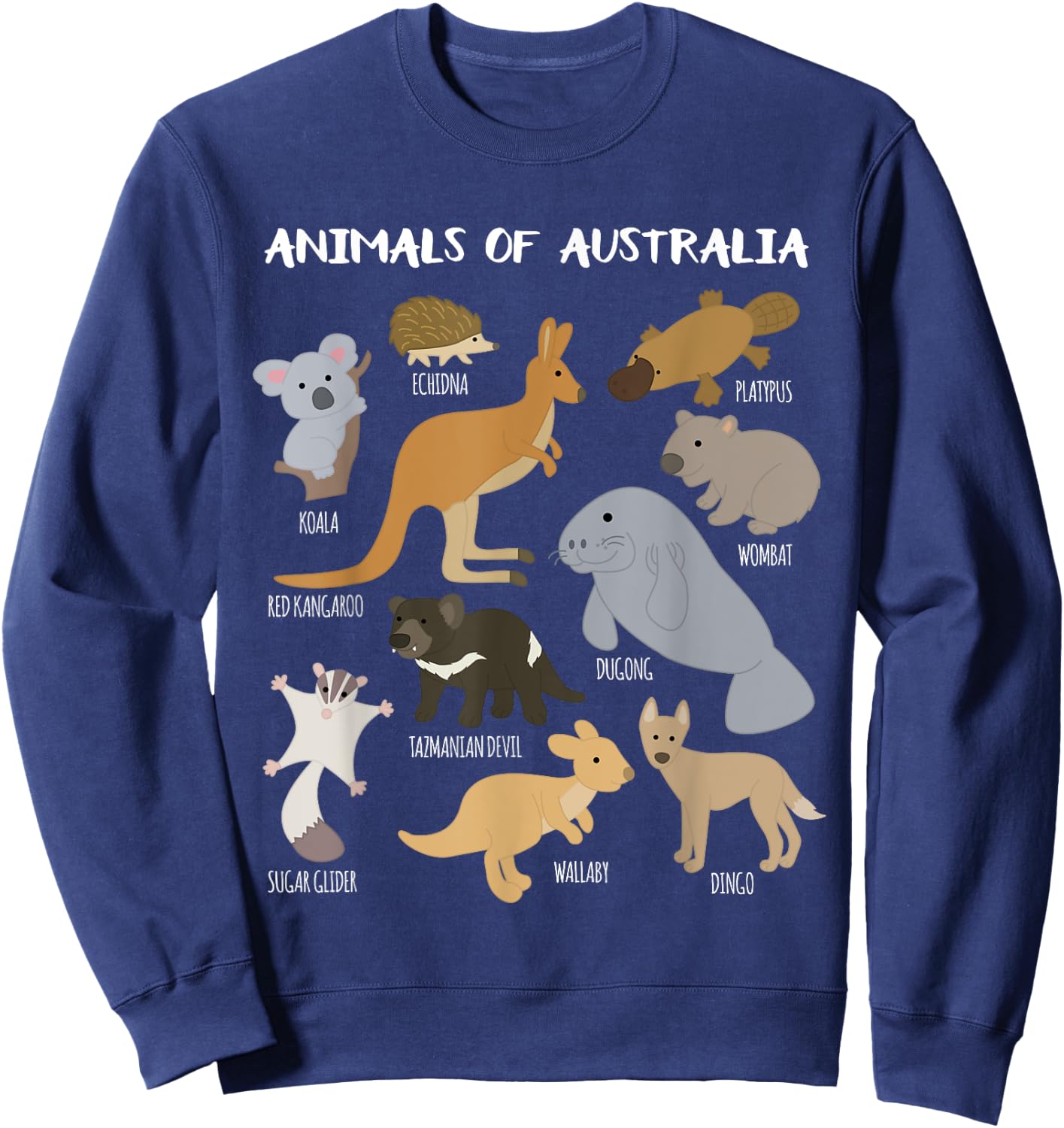 Animals Of Australia Australian Animal Educational Gift Sweatshirt - Sweatshirt | Navy