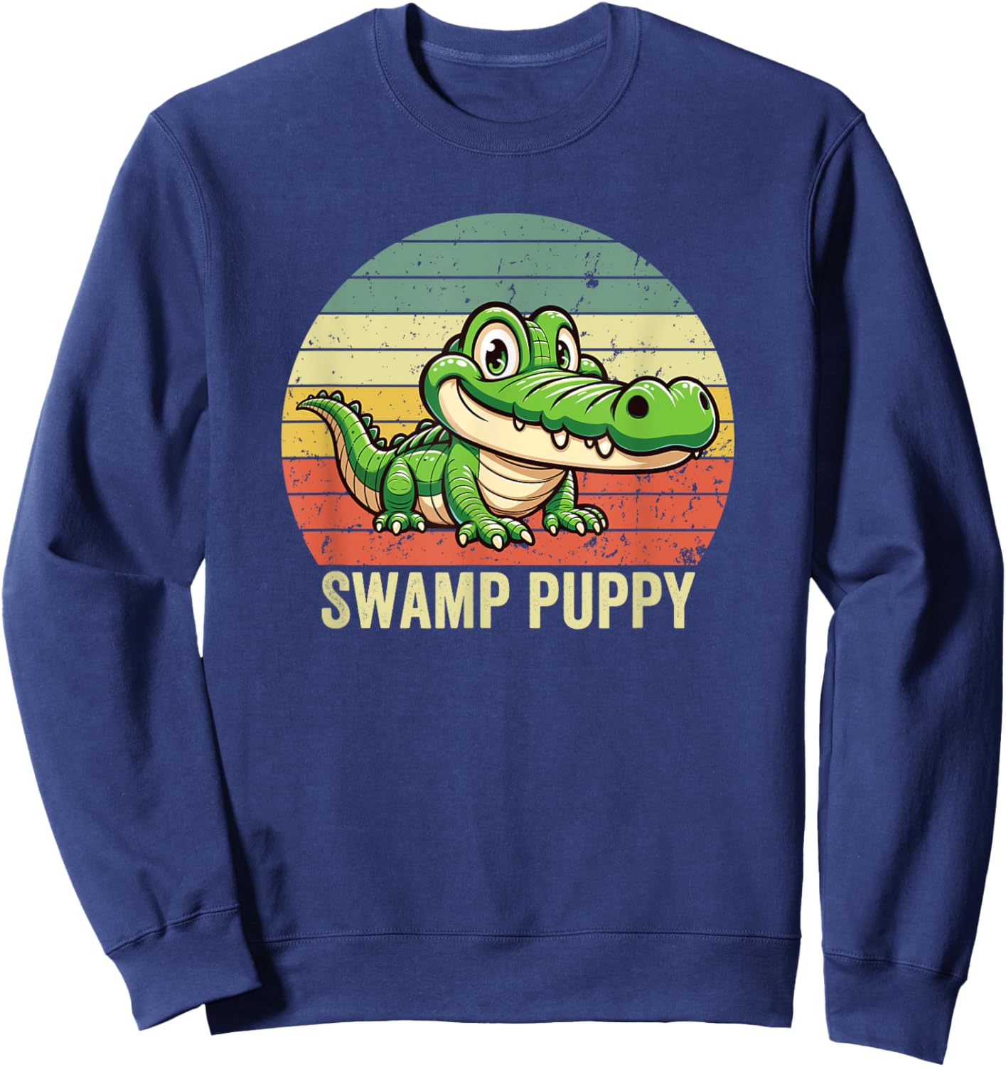 Swamp Puppy on Vintage Sunset, Swamp Puppy Sweatshirt - Sweatshirt | Navy
