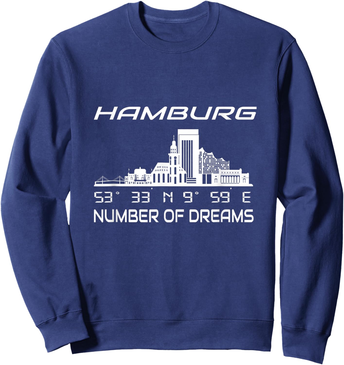 GPS Koordinaten Geographie Deutschland Heimat Stadt Hamburg Sweatshirt - Sweatshirt | Navy
