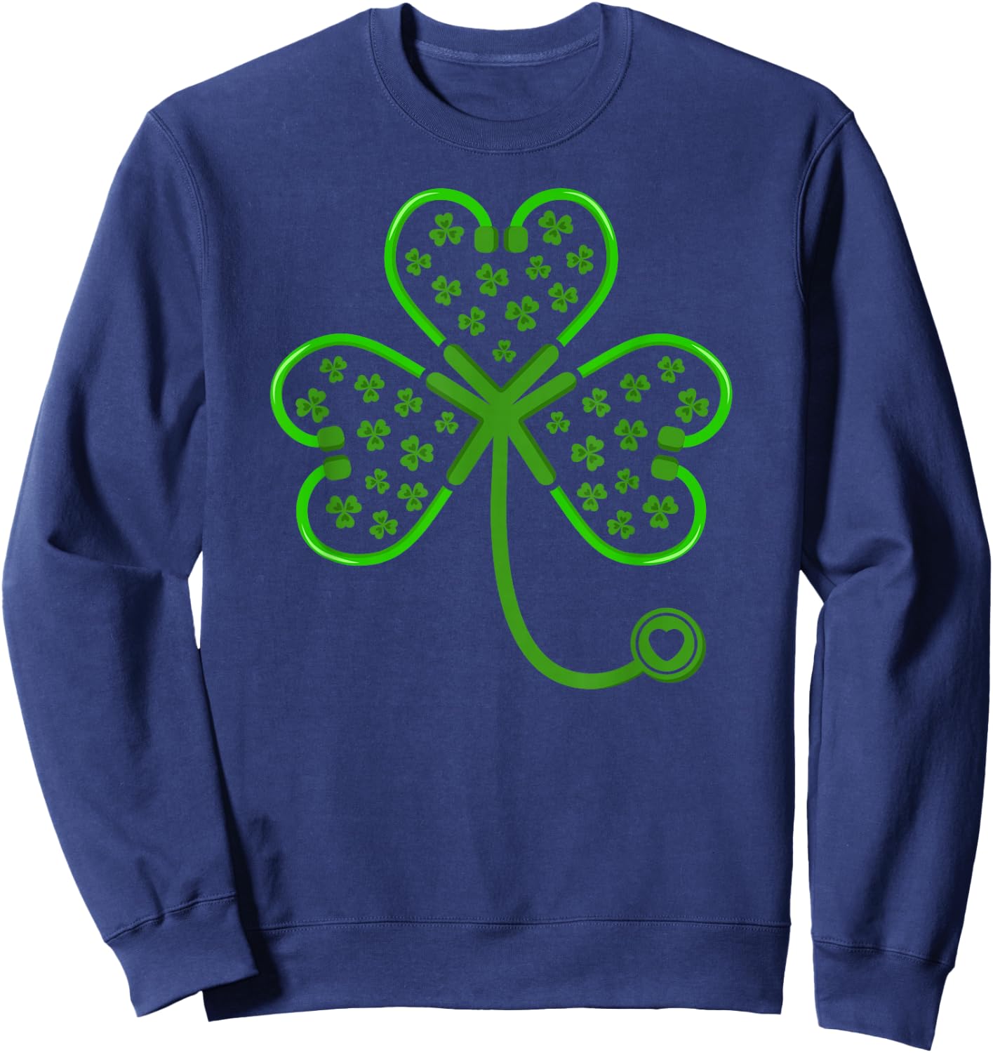 Shamrock Stethoscope Nurse T Shirt St Patricks Day Lucky Sweatshirt - Sweatshirt | Navy
