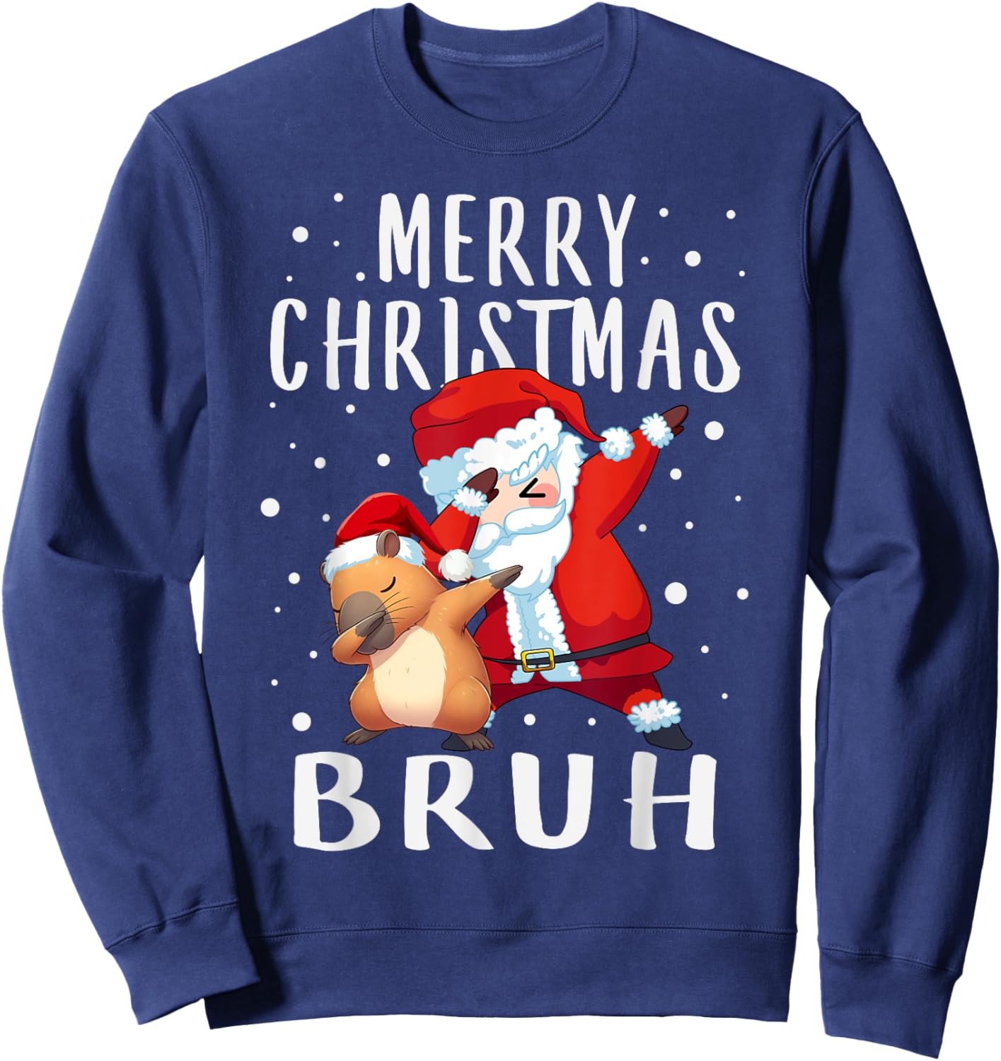 Dabbing Santa Claus Capy Merry Christmas Bruh Boy Girl Funny Sweatshirt - Sweatshirt | Navy